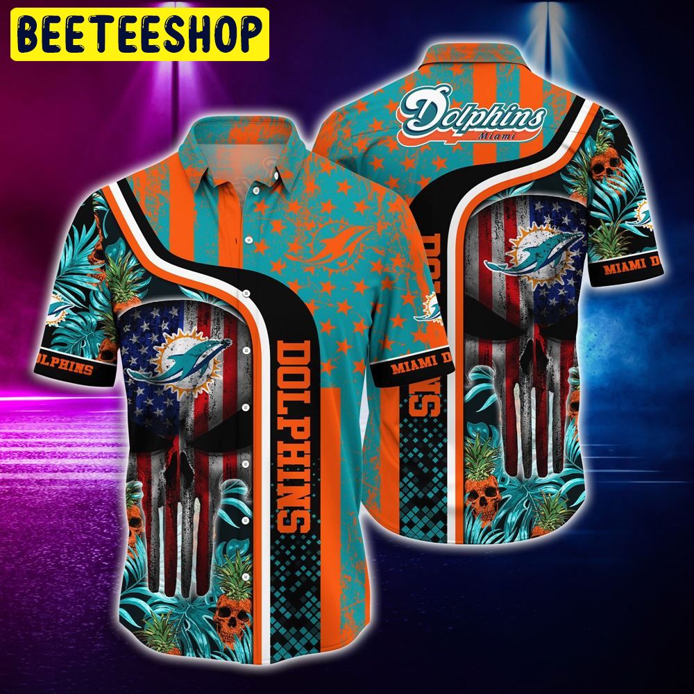 NFL Miami Dolphins Skull For Fan Hawaiian Shirt NFL Miami Dolphins Skull For Fan Hawaiian Shirt