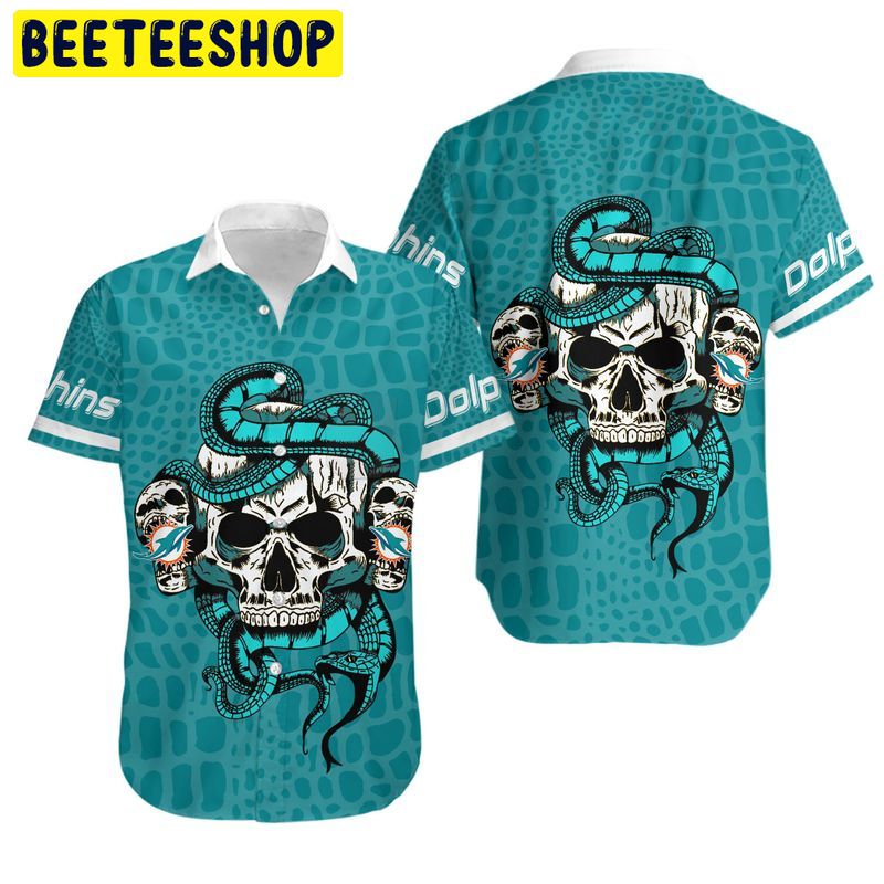 NFL Miami Dolphins Snake And Skull Hawaiian Shirt NFL Miami Dolphins Snake And Skull Hawaiian Shirt