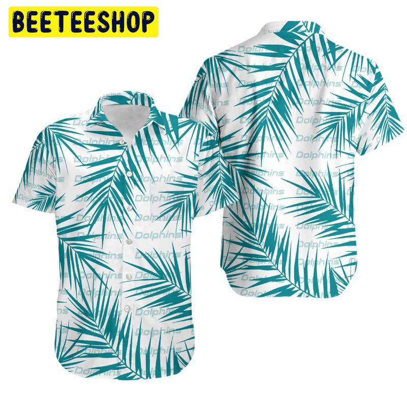 NFL Miami Dolphins Tropical Leaves Summer Hawaiian Shirt NFL Miami Dolphins Tropical Leaves Summer Hawaiian Shirt
