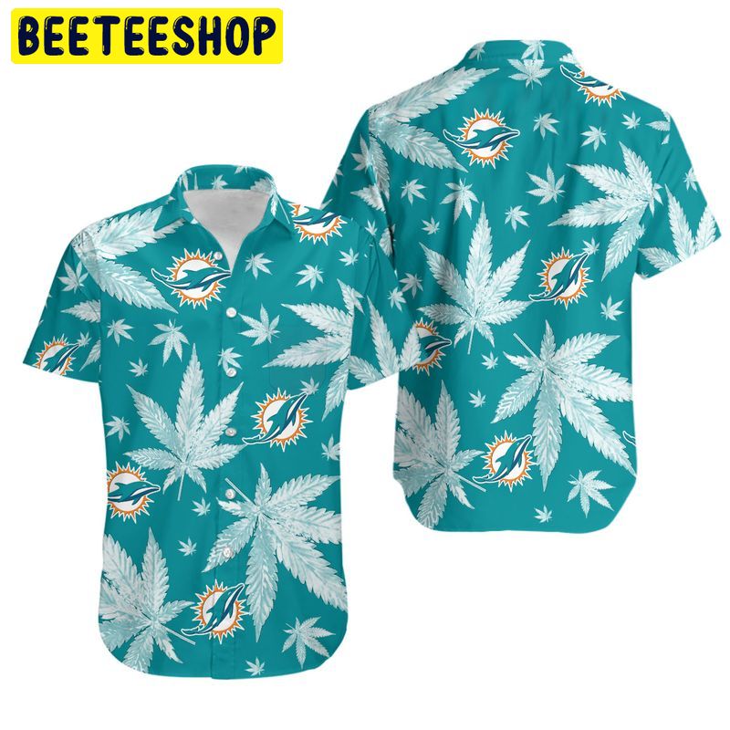 NFL Miami Dolphins Weed Pattern Summer Hawaiian Shirt NFL Miami Dolphins Weed Pattern Summer Hawaiian Shirt