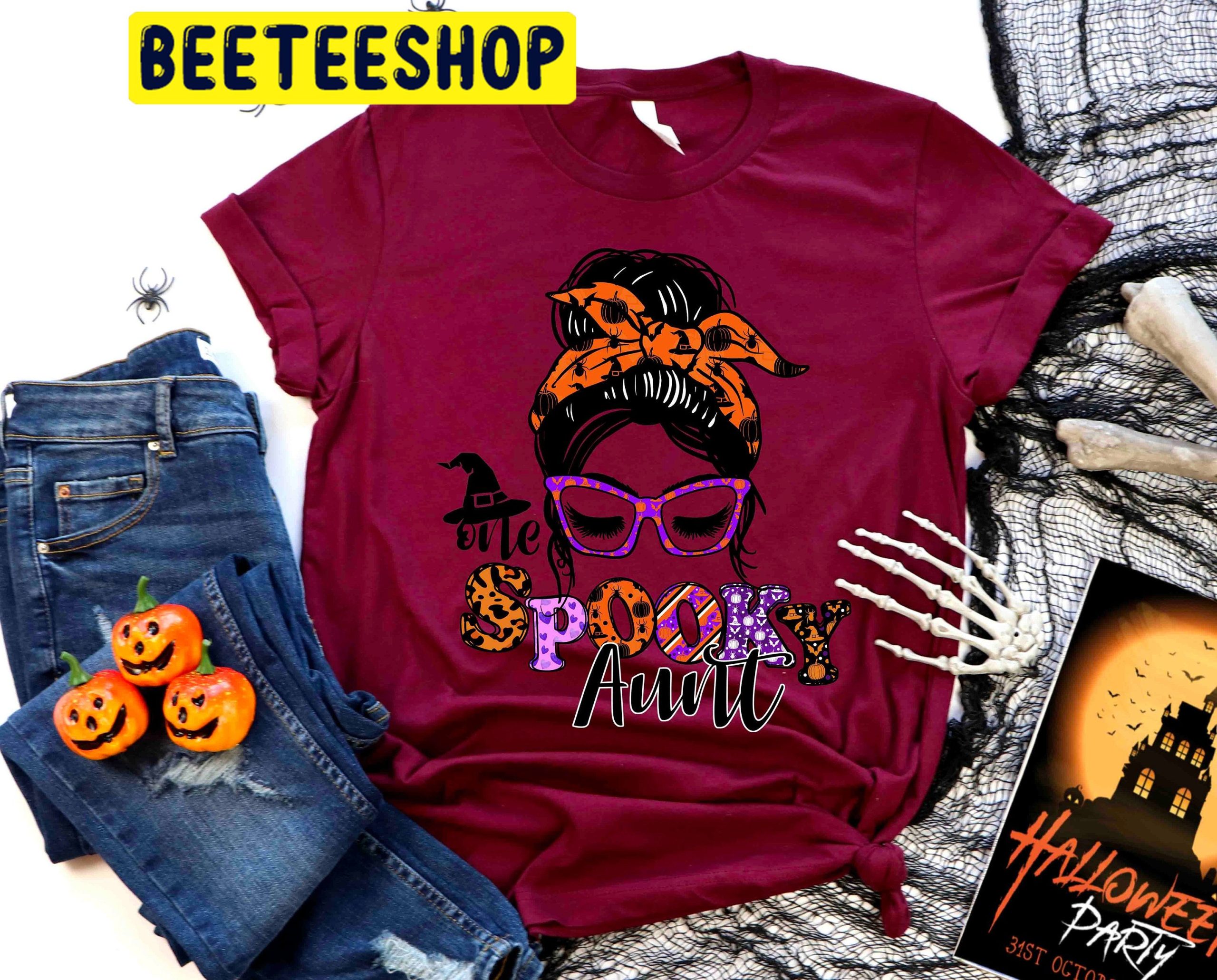 One Spooky Aunt Halloween Trending Unisex Shirt One Spooky Aunt Halloween Trending Unisex Shirt