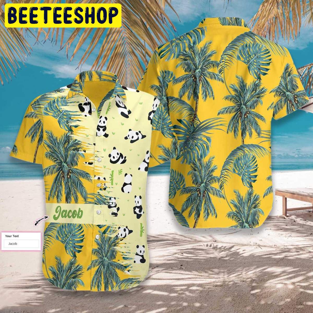 Panda Yellow Tropical Personalized Trending Hawaiian Shirt Panda Yellow Tropical Personalized Trending Hawaiian Shirt