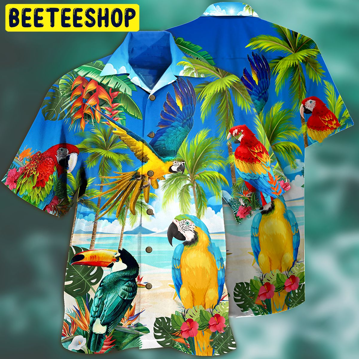 Parrots High By The Beach Trending Hawaiian Shirt Parrots High By The Beach Trending Hawaiian Shirt