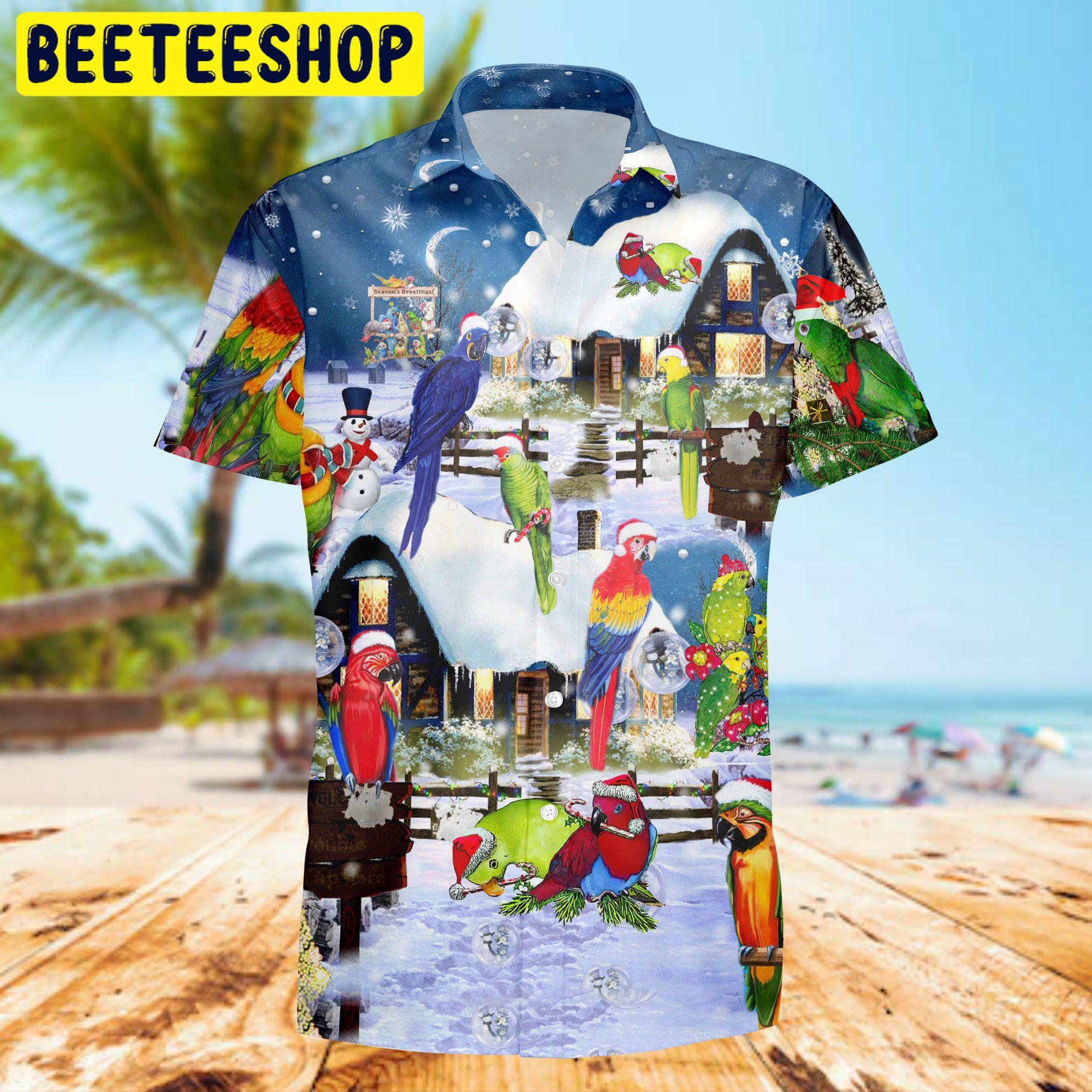 Parrots Merry Xmas Trending Hawaiian Shirt Parrots Merry Xmas Trending Hawaiian Shirt
