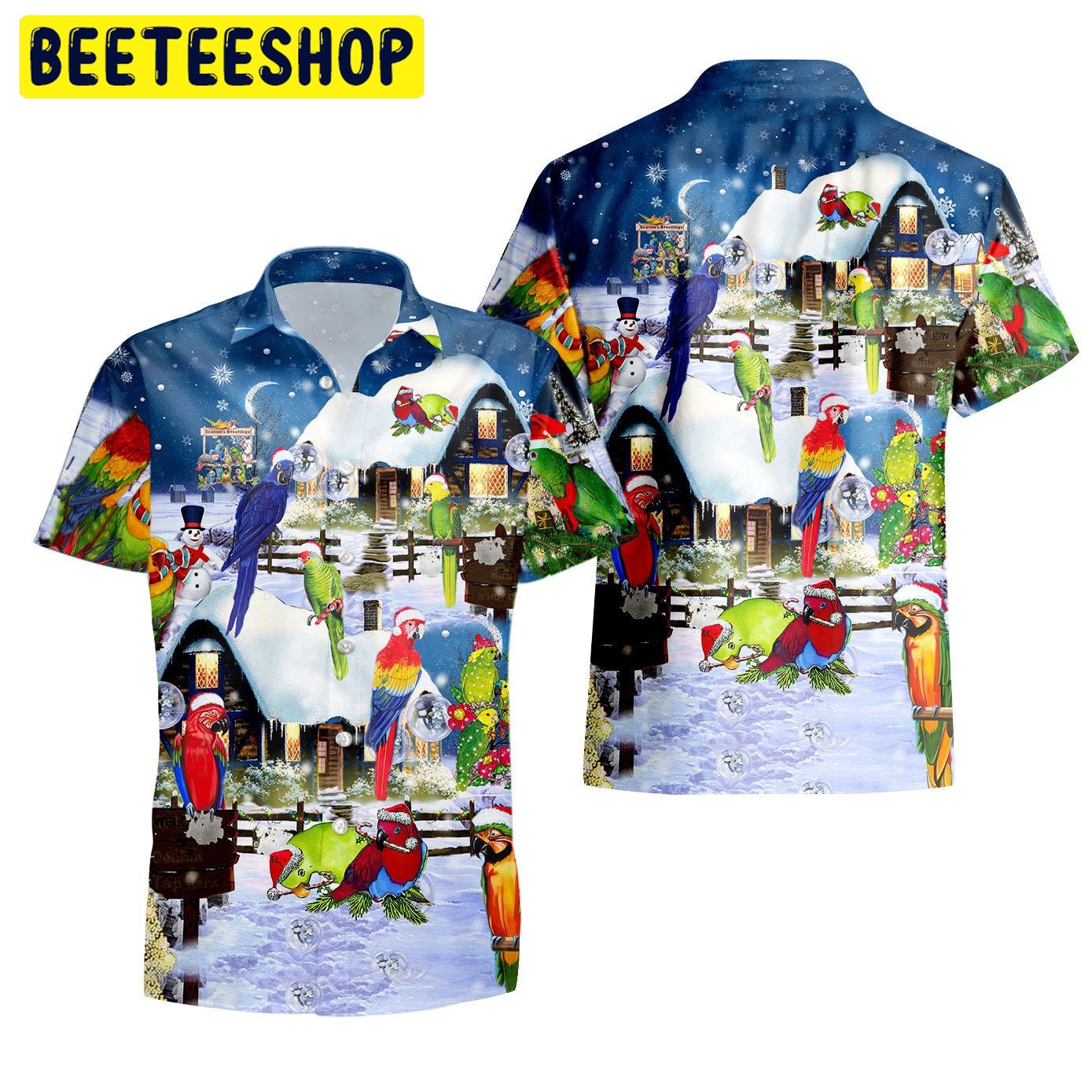 Parrots Merry Xmas Trending Hawaiian Shirt Parrots Merry Xmas Trending Hawaiian Shirt