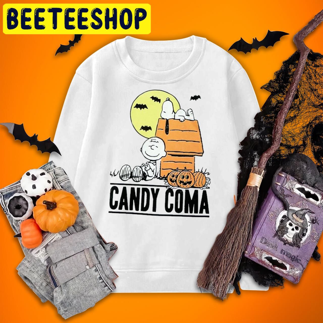 Peanuts Boys White Candy Coma Charlie Brown With Snoopy Halloween Trending Unisex T-Shirt Peanuts Boys White Candy Coma Charlie Brown With Snoopy Halloween Trending Unisex T-Shirt