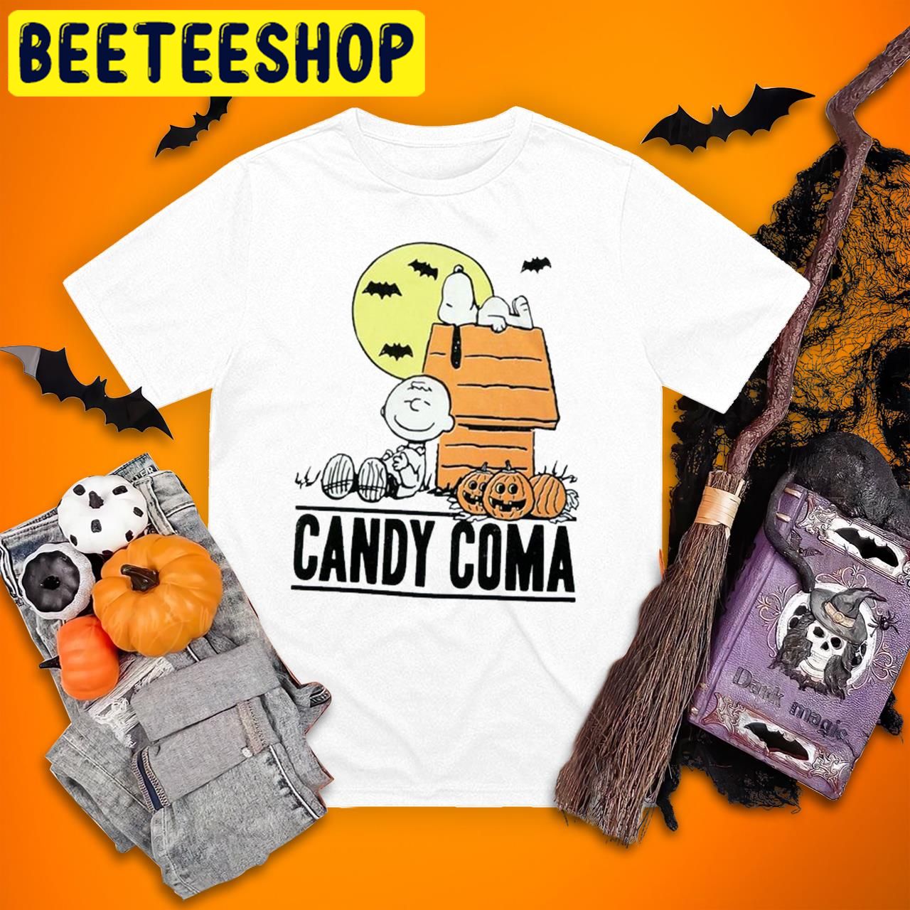 Peanuts Boys White Candy Coma Charlie Brown With Snoopy Halloween Trending Unisex T-Shirt Peanuts Boys White Candy Coma Charlie Brown With Snoopy Halloween Trending Unisex T-Shirt