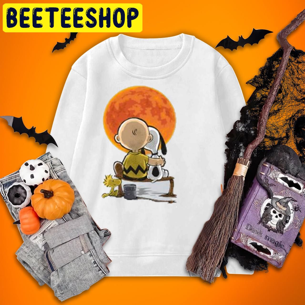 Peanuts Snoopy Charlie Brown Woodstock Under Full Moon Charlie Brown Halloween Trending Unisex T-Shirt Peanuts Snoopy Charlie Brown Woodstock Under Full Moon Charlie Brown Halloween Trending Unisex T-Shirt
