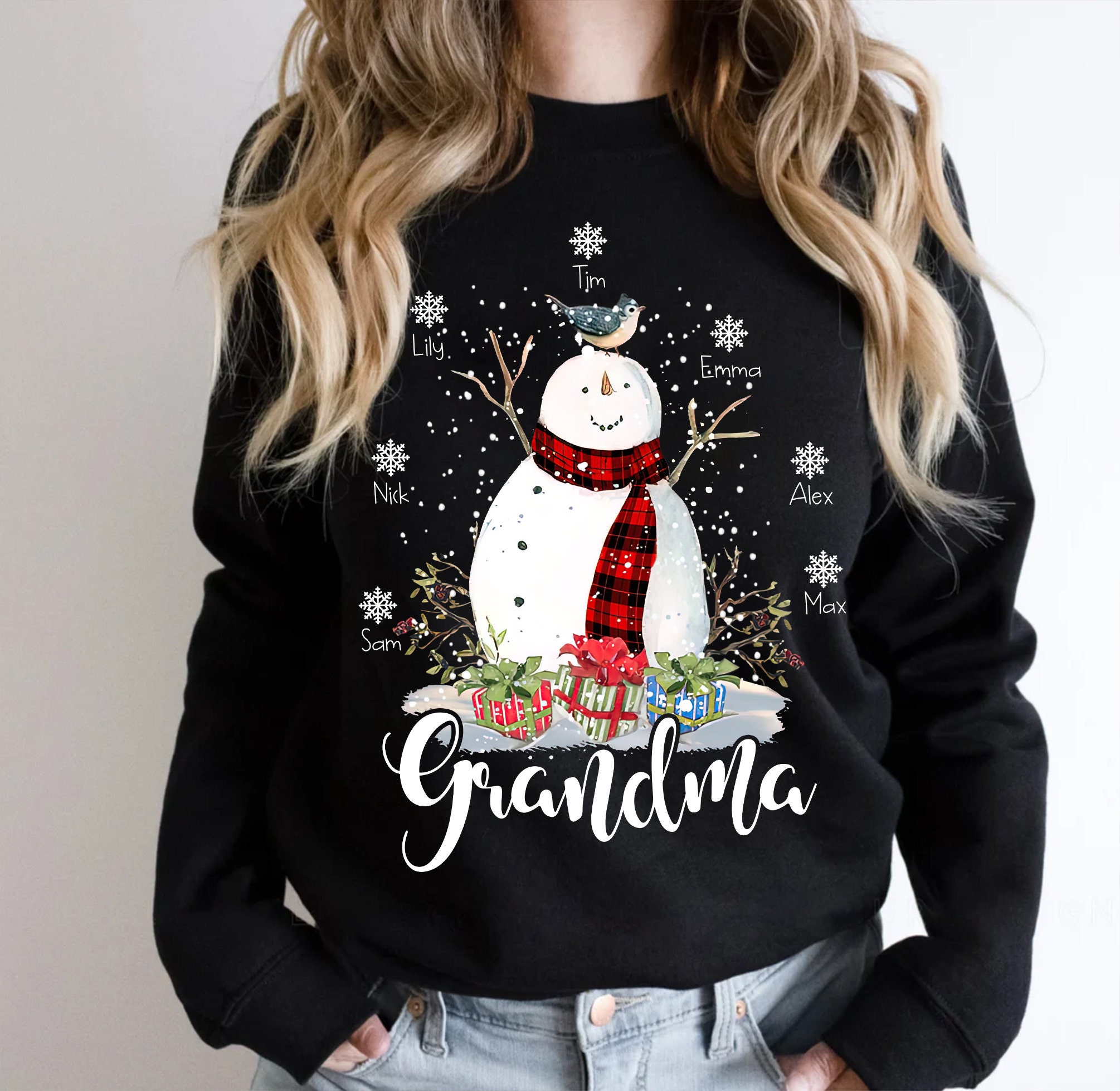 Personalized Grandma Snowman Christmas Sweatshirt Personalized Grandma Snowman Christmas Sweatshirt