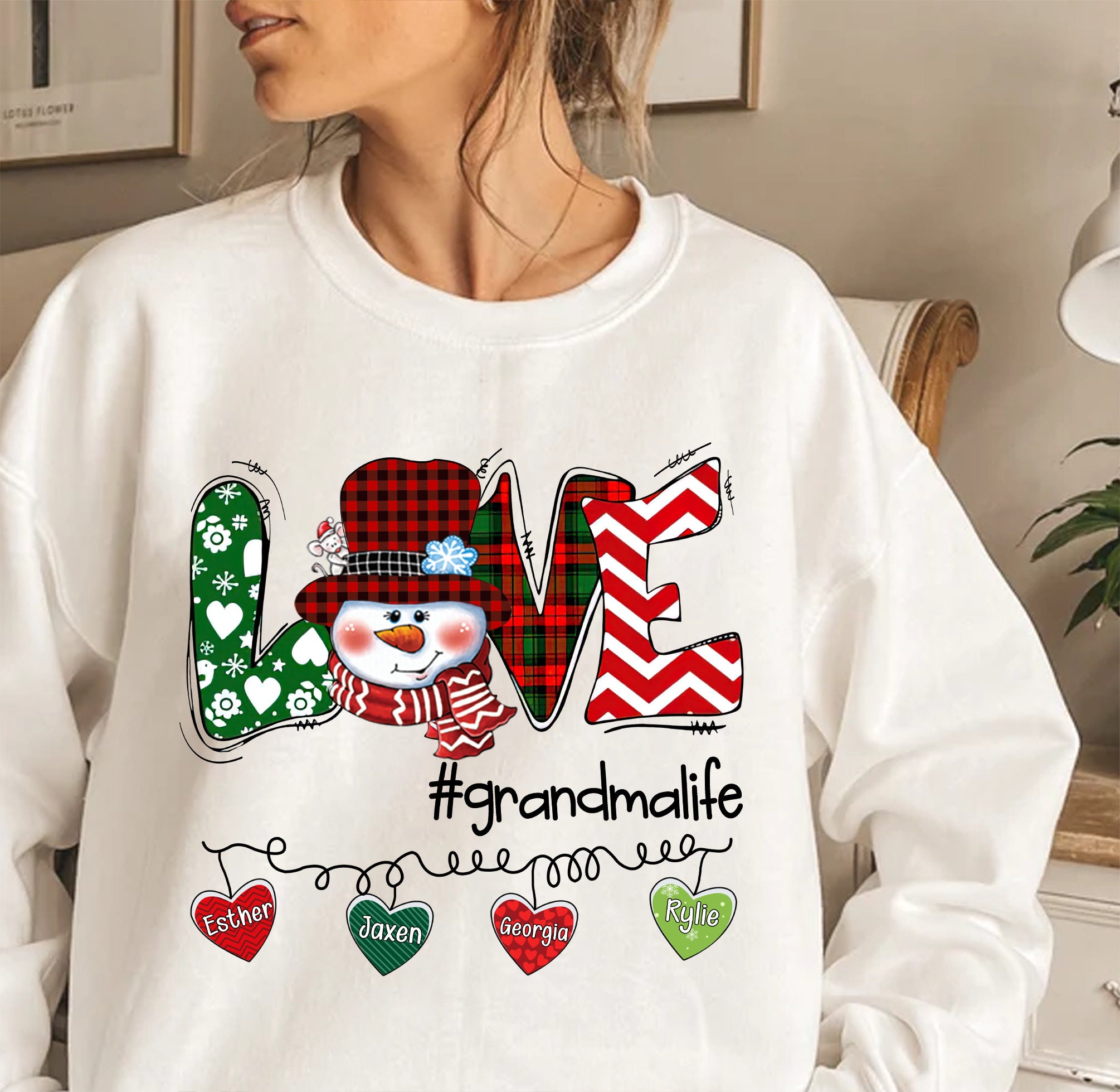 Personalized Love Grandma Life Snowman Christmas Sweatshirt Personalized Love Grandma Life Snowman Christmas Sweatshirt