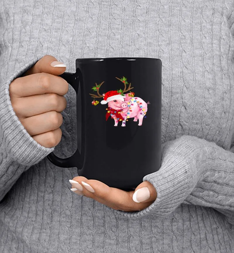Pig Reindeer Santa Christmas Ligh Mug Pig Reindeer Santa Christmas Ligh Mug