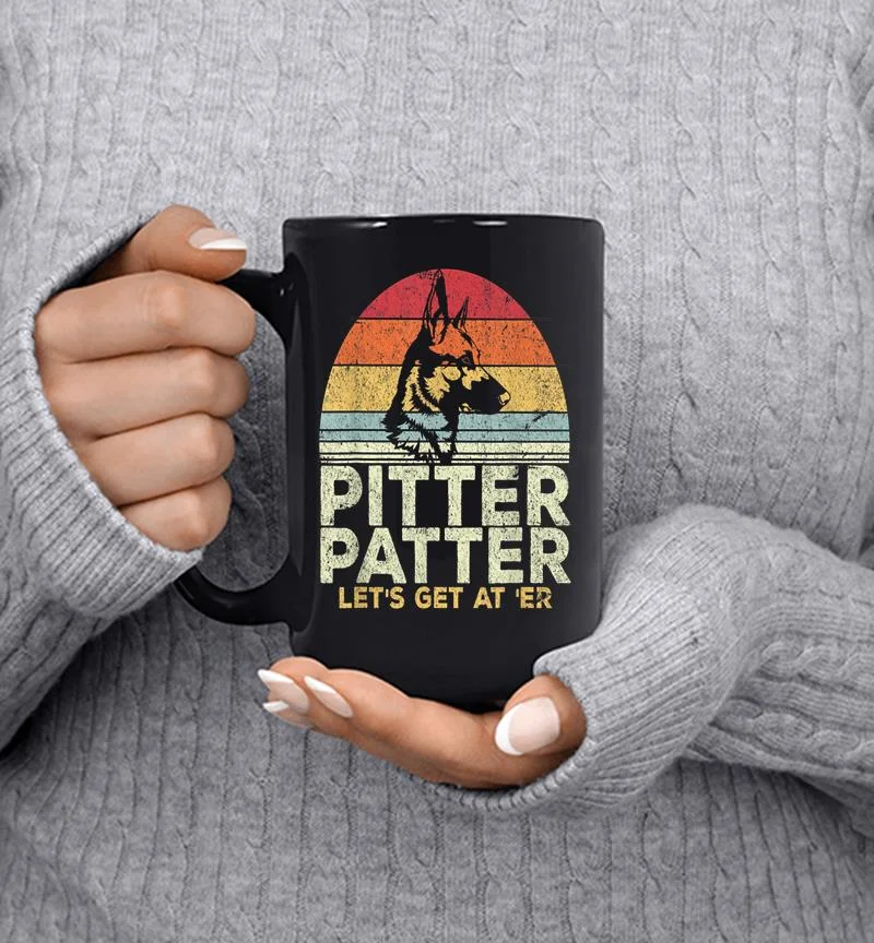 Pitter Patter German Shepherd Dog Funny Vintage Retro Mug Pitter Patter German Shepherd Dog Funny Vintage Retro Mug