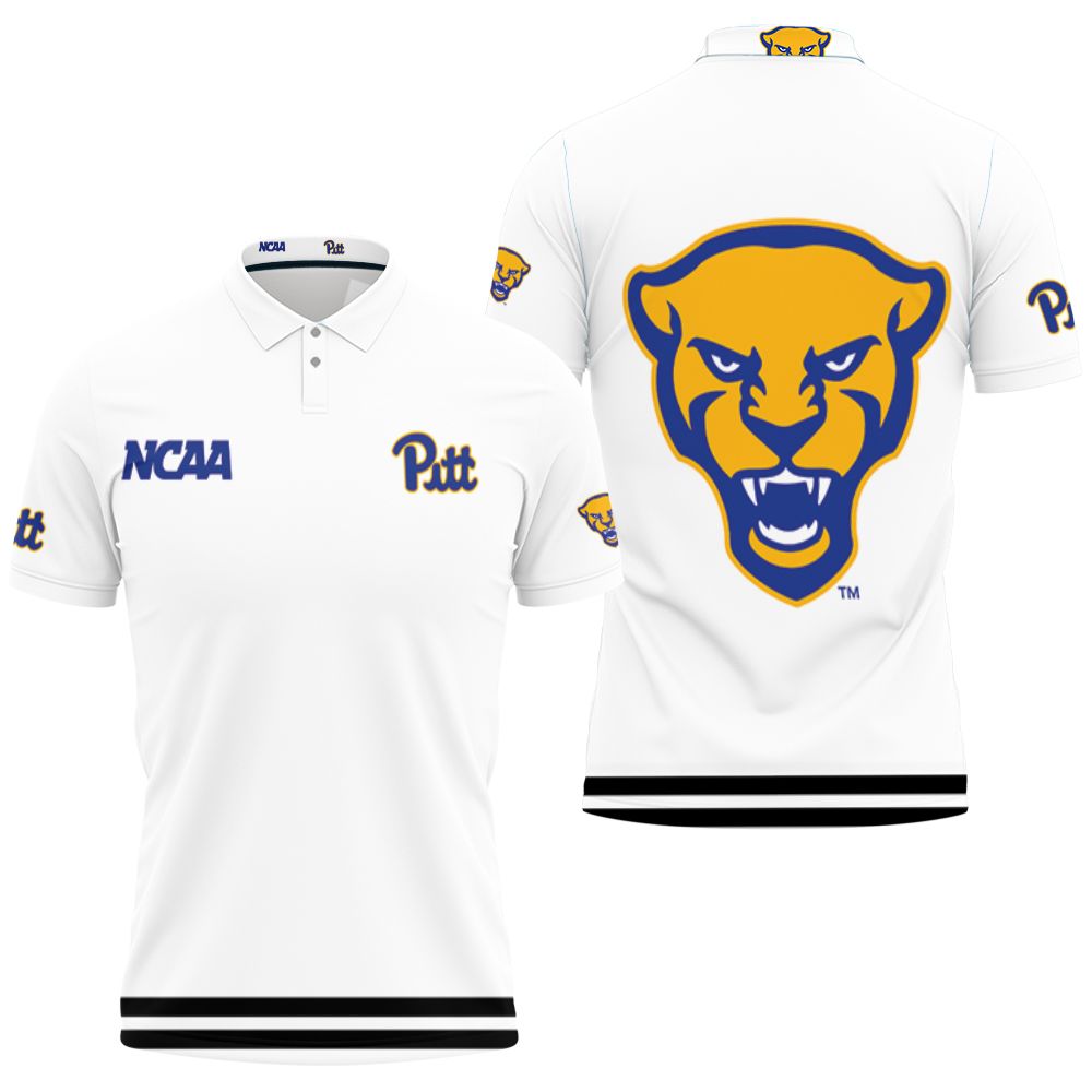 Pittsburgh Panthers Ncaa Classic White With Mascot Logo 3D All Over Print Polo Shirt Pittsburgh Panthers Ncaa Classic White With Mascot Logo 3D All Over Print Polo Shirt