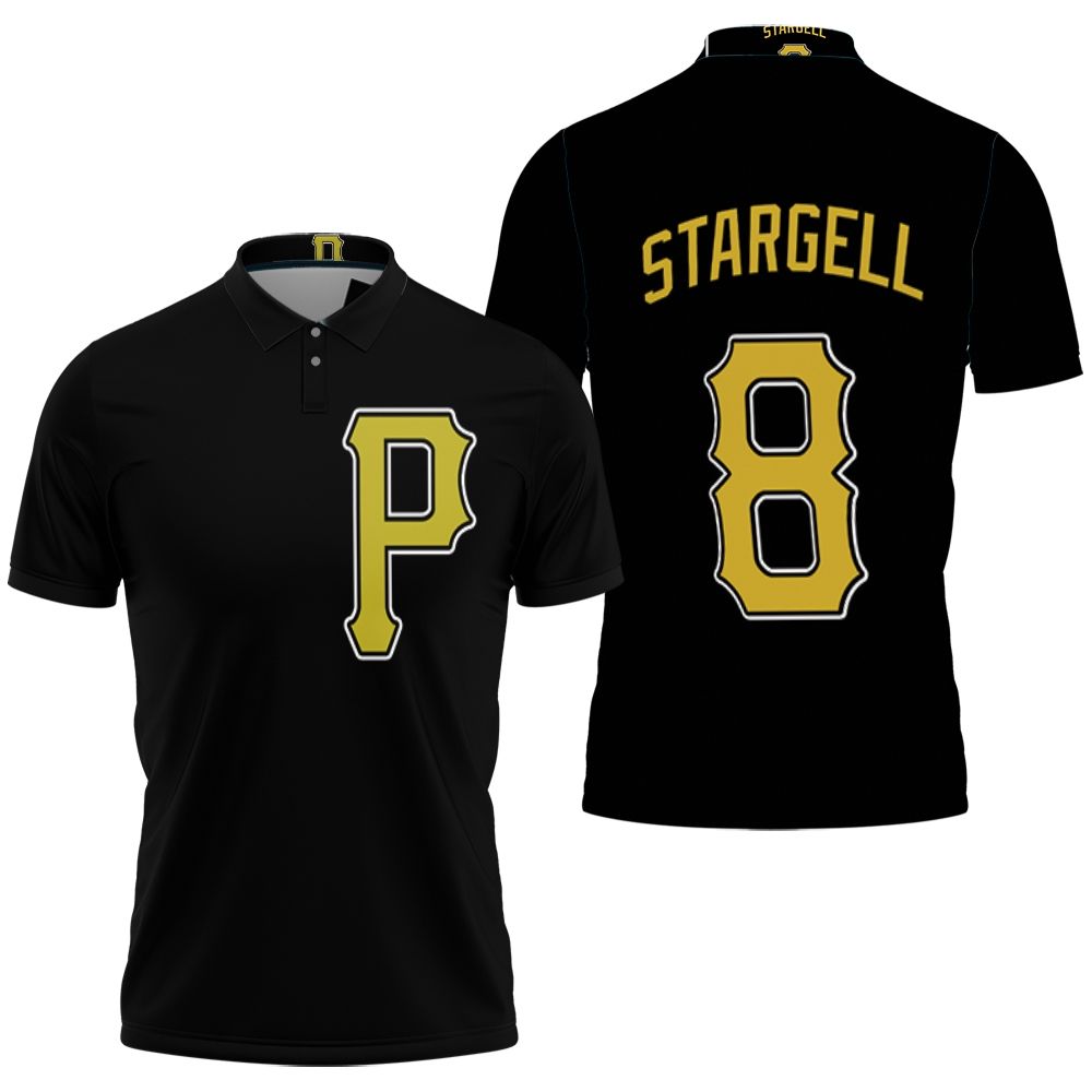 Pittsburgh Pirates Willie Stargell #8 Mlb Great Player Baseball Team Logo Majestic Custom Black 2019 Polo Shirt Pittsburgh Pirates Willie Stargell #8 Mlb Great Player Baseball Team Logo Majestic Custom Black 2019 Polo Shirt