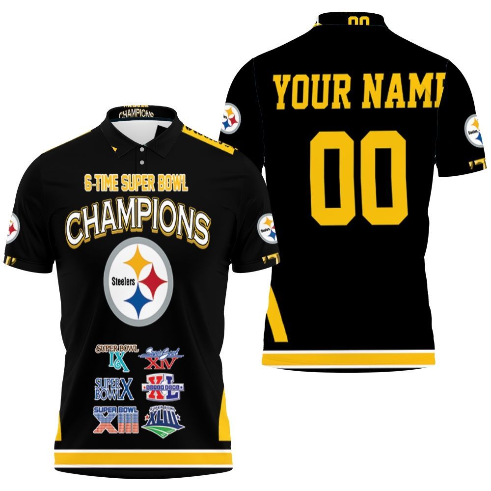 Pittsburgh Steelers 6-time Super Bowl Champions For Fans Personalized 3D All Over Print Polo Shirt Pittsburgh Steelers 6-time Super Bowl Champions For Fans Personalized 3D All Over Print Polo Shirt