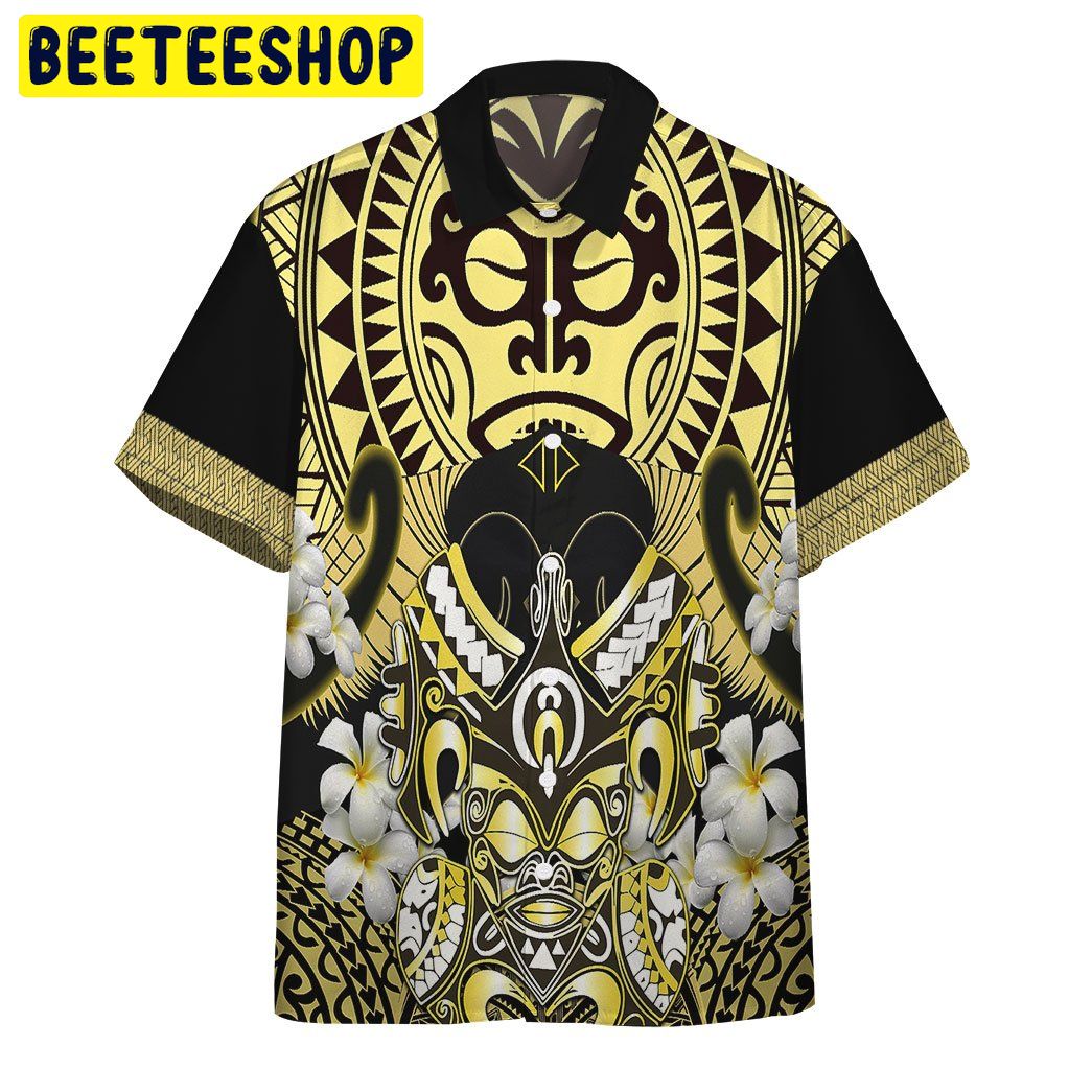 Polynesian Face With Plumeria Trending Hawaiian Shirt Polynesian Face With Plumeria Trending Hawaiian Shirt