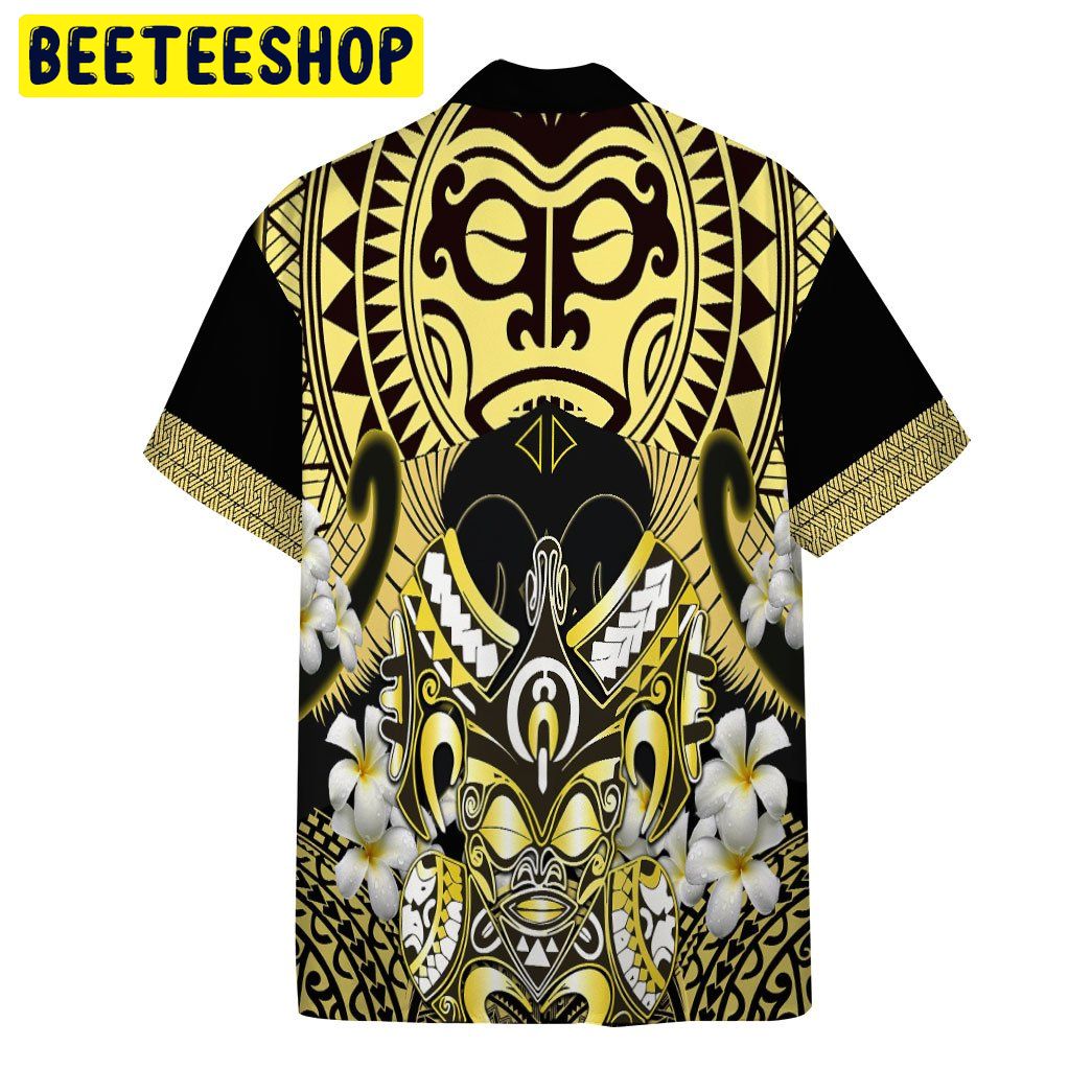 Polynesian Face With Plumeria Trending Hawaiian Shirt Polynesian Face With Plumeria Trending Hawaiian Shirt