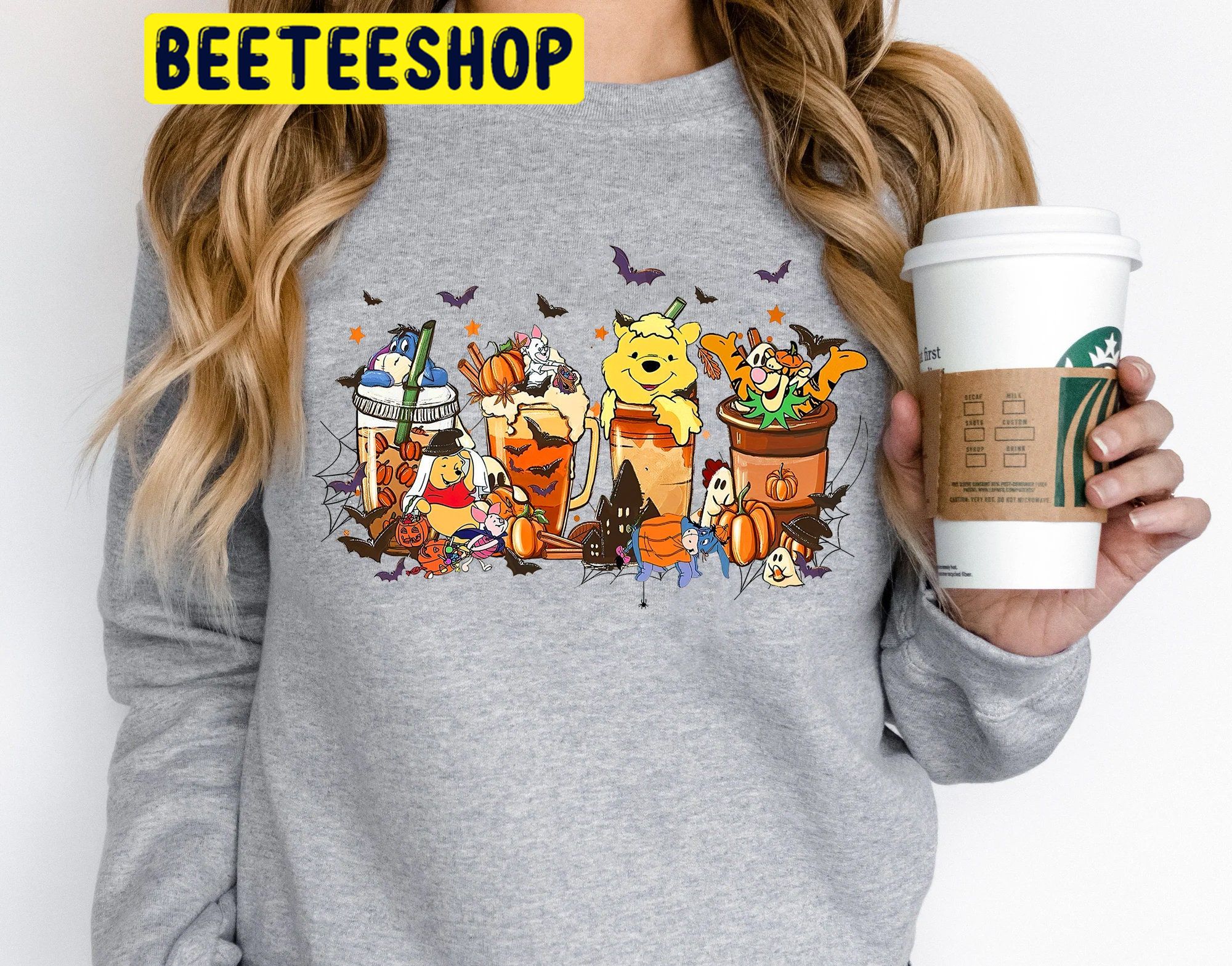 Pooh Fall Coffee Halloween Trending Unisex Shirt Pooh Fall Coffee Halloween Trending Unisex Shirt