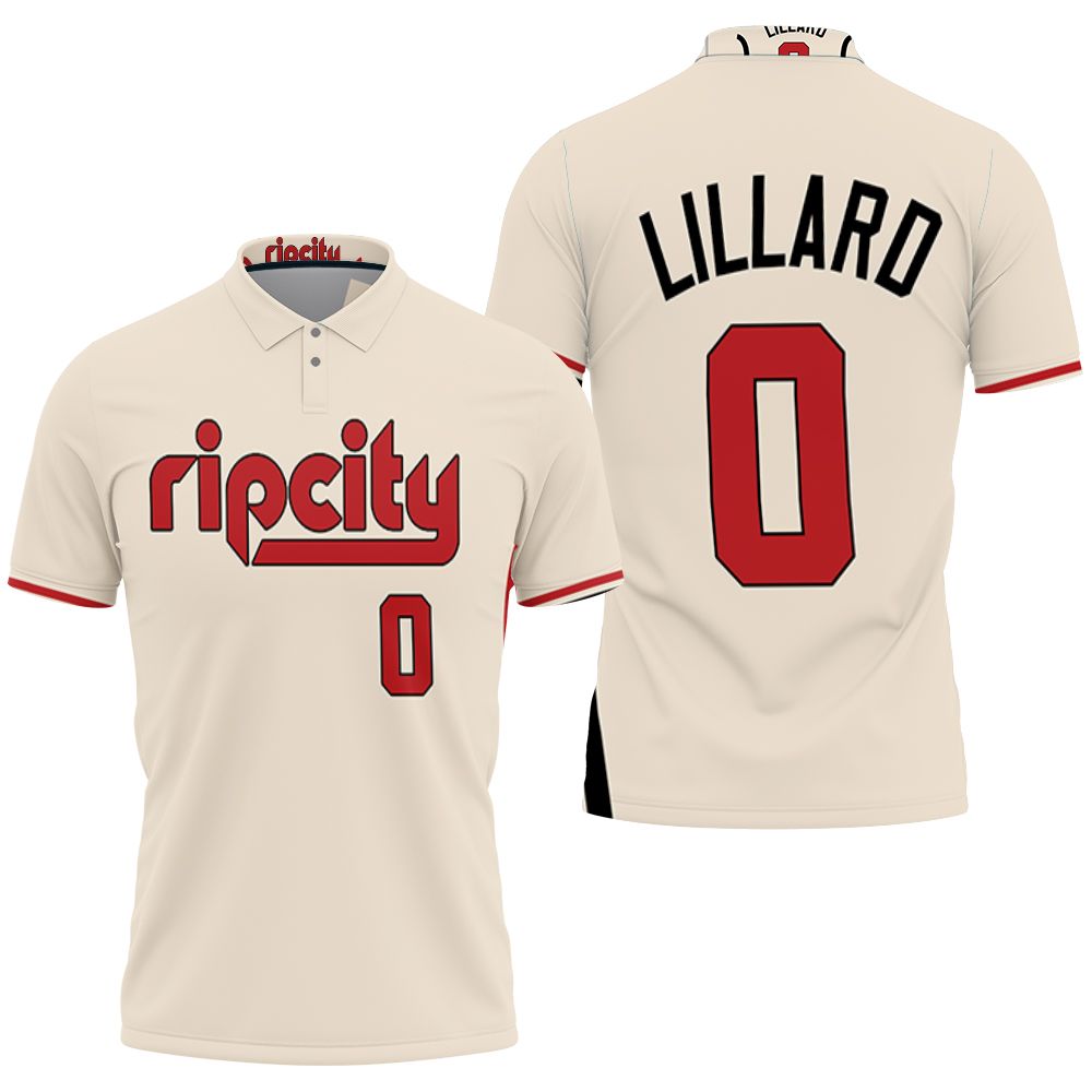 Portland Trail Blazers Damian Lillard 0 2020 Nba White Rip City Jersey Inspired Style Polo Shirt Portland Trail Blazers Damian Lillard 0 2020 Nba White Rip City Jersey Inspired Style Polo Shirt