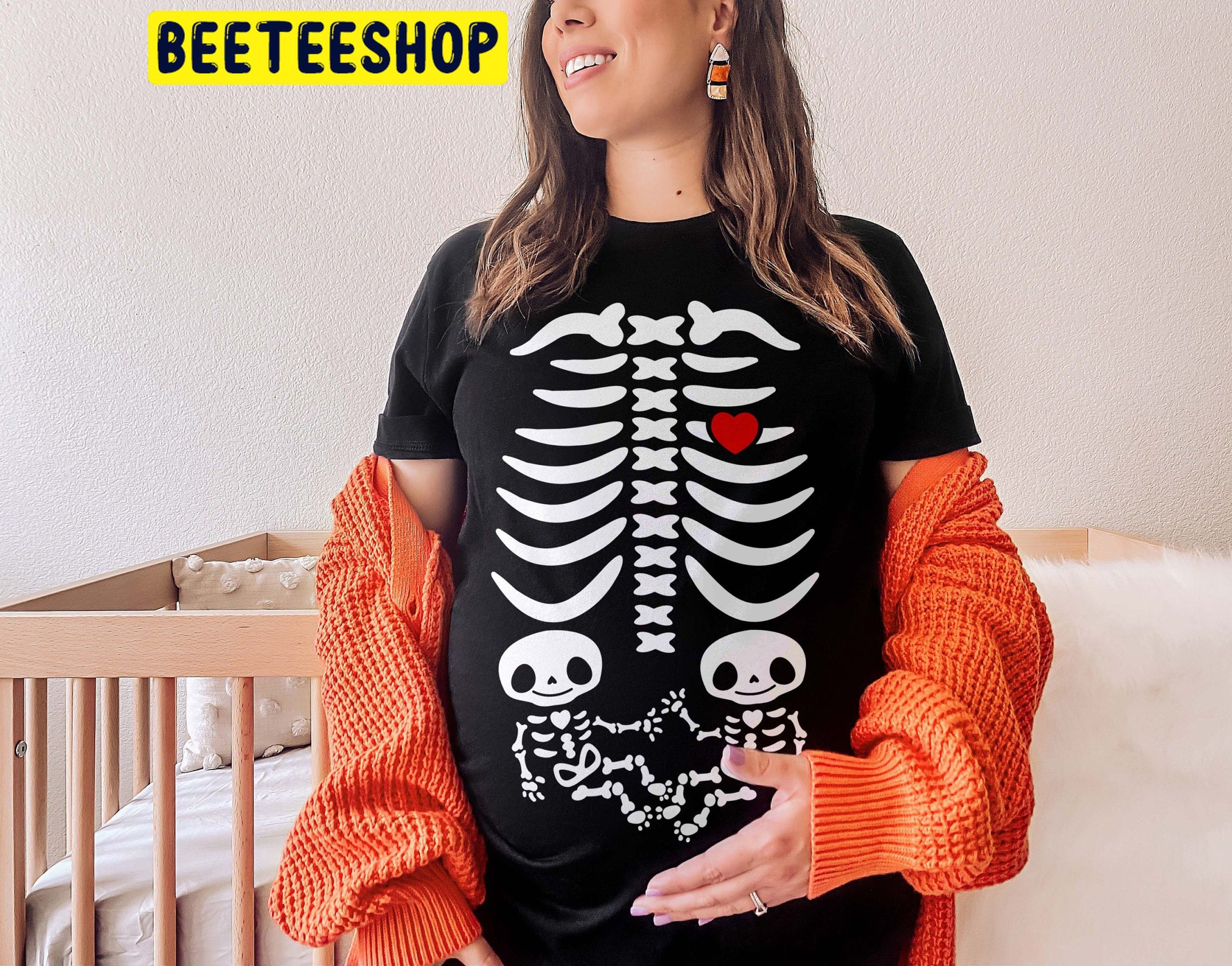 Pregnancy Announcement Twins Halloween Maternity Trending Unisex Shirt Pregnancy Announcement Twins Halloween Maternity Trending Unisex Shirt