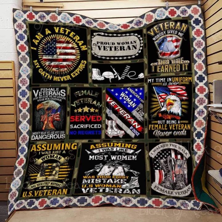 Proud Woman Veteran My Oath Never Expires Quilt Blanket Great Customized Gifts For Birthday Christmas Thanksgiving Us Veteran Lover Proud Woman Veteran My Oath Never Expires Quilt Blanket Great Customized Gifts For Birthday Christmas Thanksgiving Us Veteran Lover