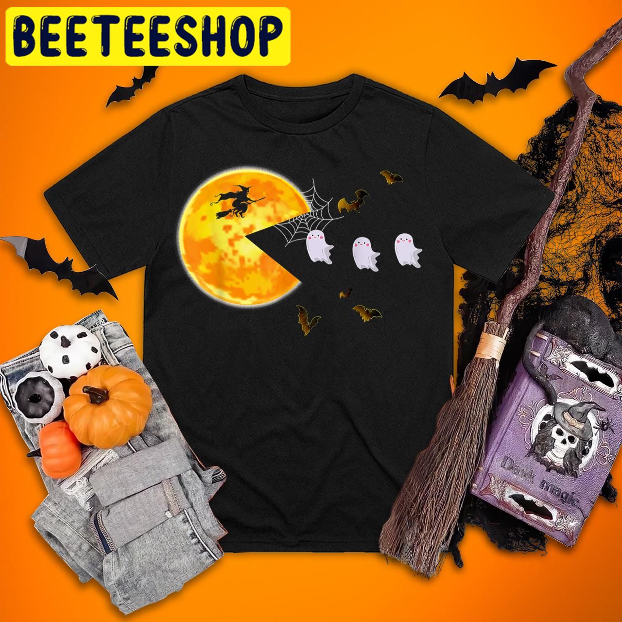 Pumpkin Eating Boo Ghost Gamer Halloween Trending Unisex T-Shirt Pumpkin Eating Boo Ghost Gamer Halloween Trending Unisex T-Shirt