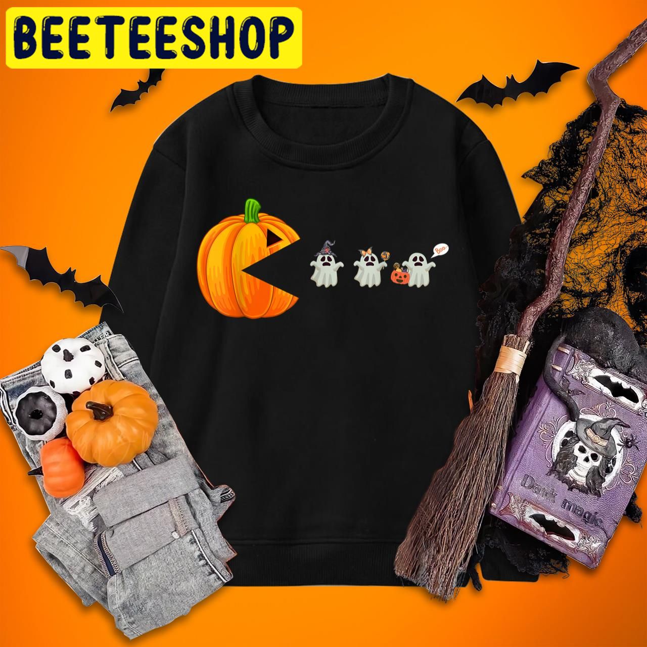 Pumpkin Eating Ghost Gamer Funny Halloween Trending Unisex T-Shirt Pumpkin Eating Ghost Gamer Funny Halloween Trending Unisex T-Shirt
