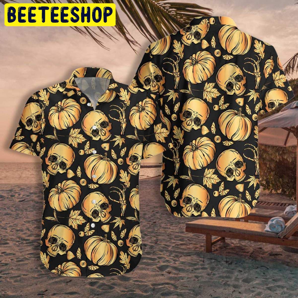 Pumpkin & Skull Halloween Trending Hawaiian Shirt Pumpkin & Skull Halloween Trending Hawaiian Shirt