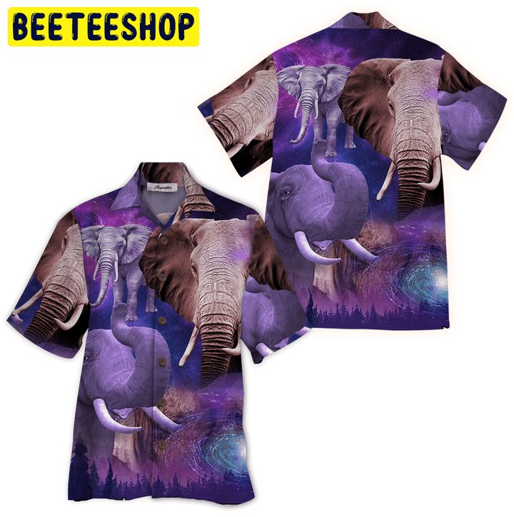 Purple Art Elephant 3D All Over Printed Trending Hawaiian Shirt Purple Art Elephant 3D All Over Printed Trending Hawaiian Shirt