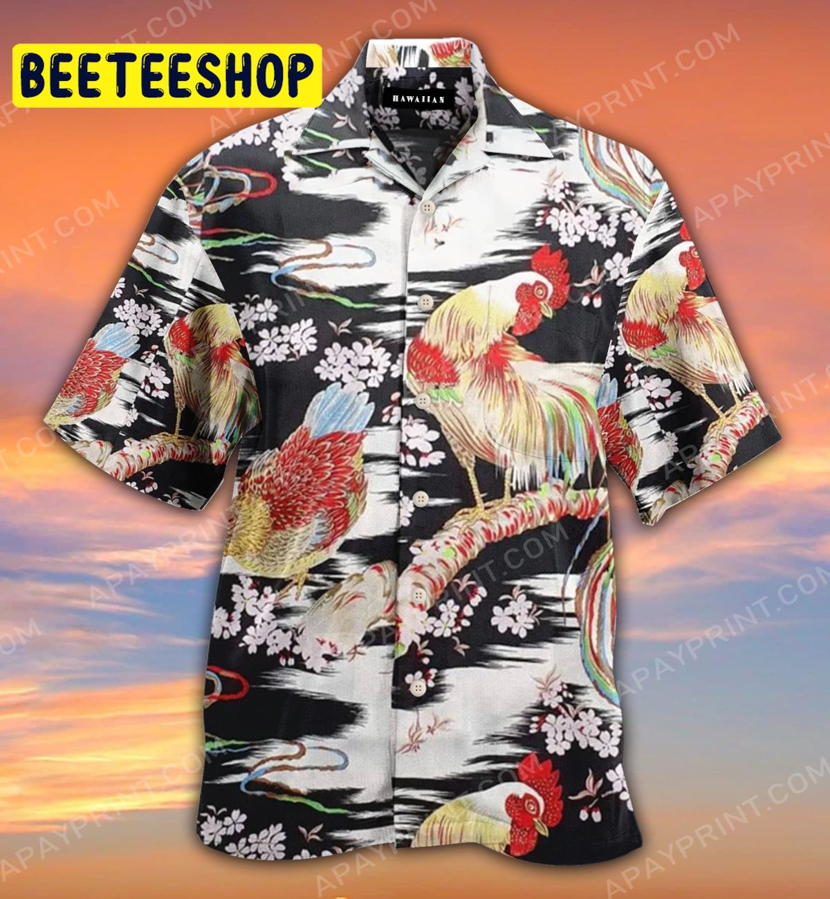 Rayon Crepe Japanese Chicken Onaga Dori Trending Hawaiian Shirt Rayon Crepe Japanese Chicken Onaga Dori Trending Hawaiian Shirt