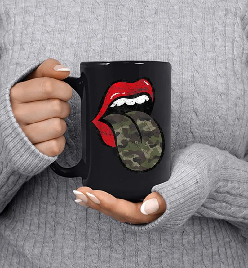 Red Lips Camo Tongue Distressed Trendy Grunge Mug Red Lips Camo Tongue Distressed Trendy Grunge Mug