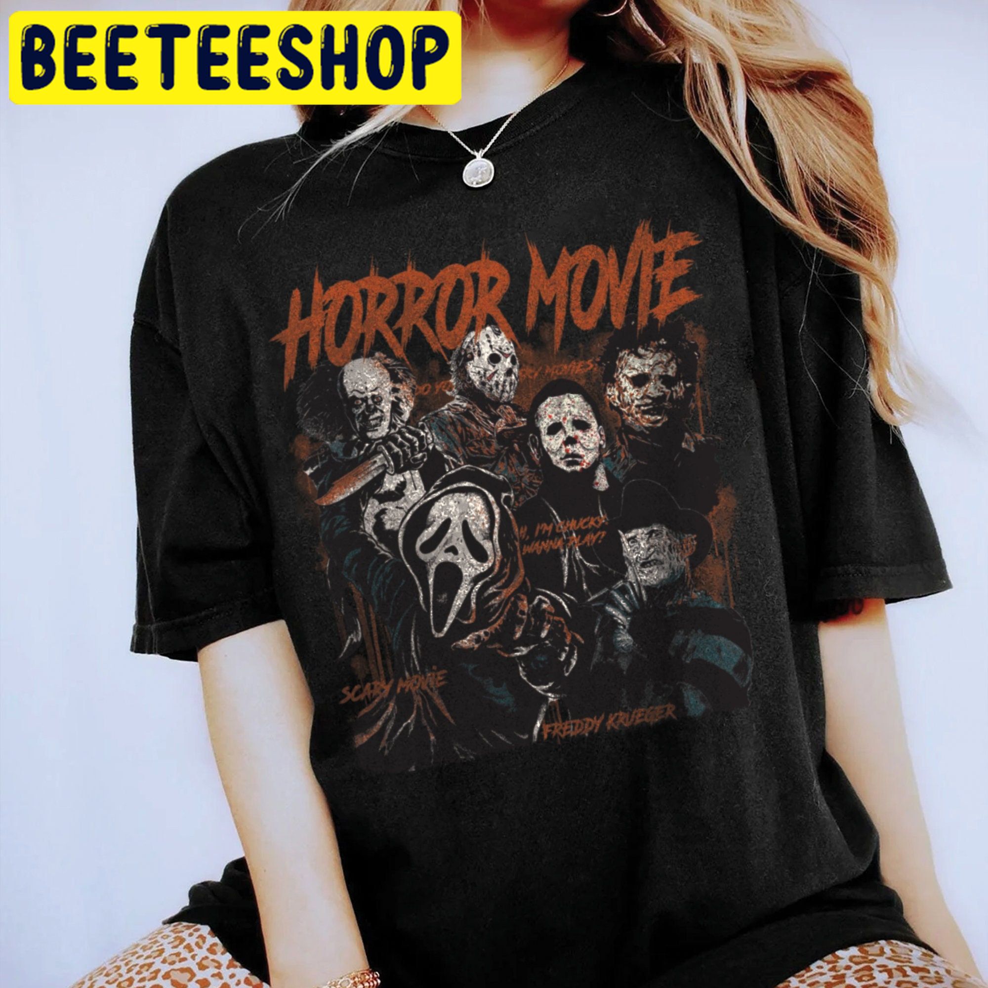 Retro 90s Horror Movies Scream Ghostface, Michael Myers, Freddy Kruger It Jason Halloween Trending Unisex Shirt Retro 90s Horror Movies Scream Ghostface, Michael Myers, Freddy Kruger It Jason Halloween Trending Unisex Shirt