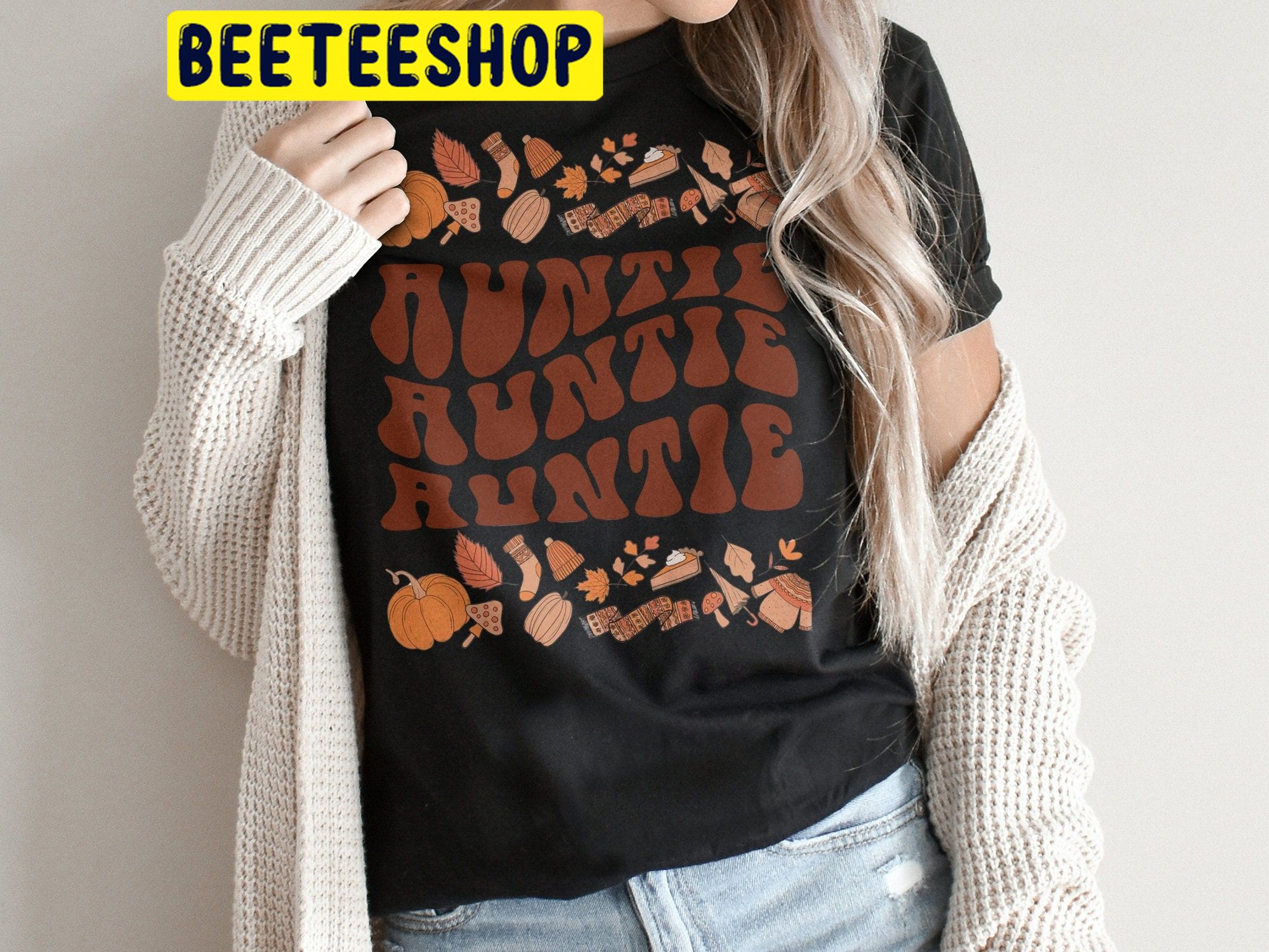 Retro Auntie Shirt For Fall Season Halloween Trending Unisex Shirt Retro Auntie Shirt For Fall Season Halloween Trending Unisex Shirt