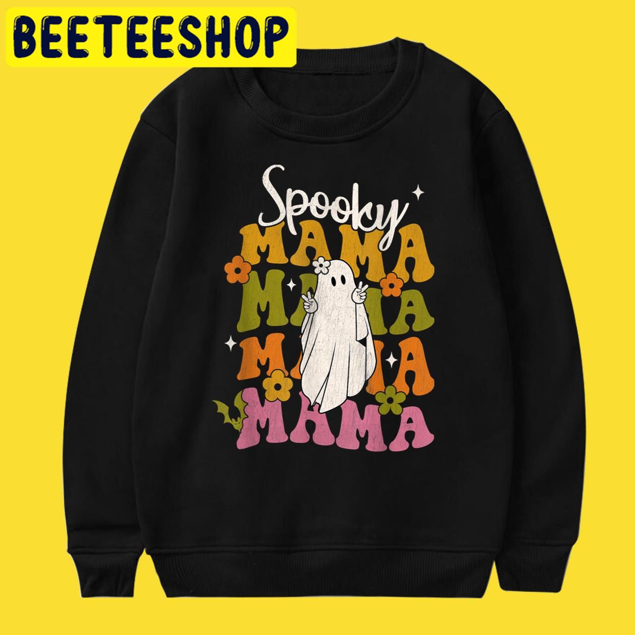 Retro Groovy Spooky Mama Hippie Floral Spooky Ghost Halloween Trending Unisex T-Shirt Retro Groovy Spooky Mama Hippie Floral Spooky Ghost Halloween Trending Unisex T-Shirt