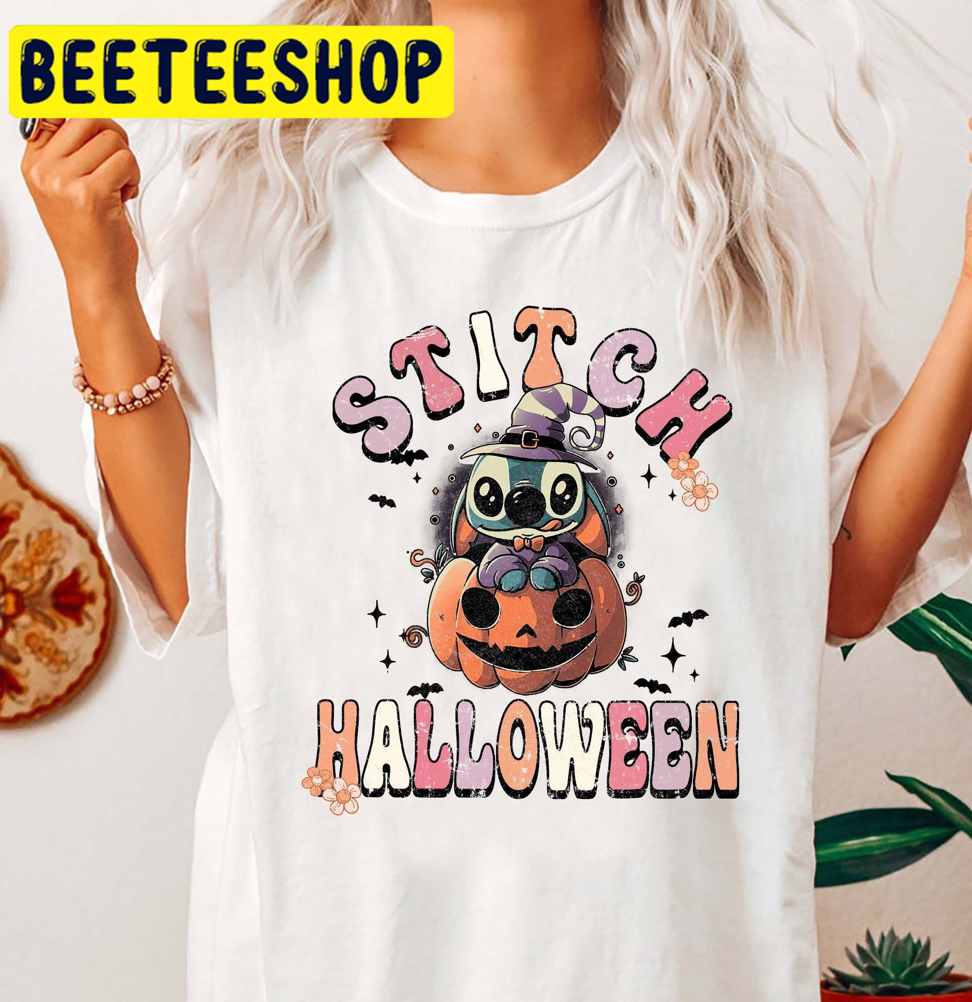 Retro Pumpkin And Stitch HalloweenTrending Unisex Shirt Retro Pumpkin And Stitch HalloweenTrending Unisex Shirt
