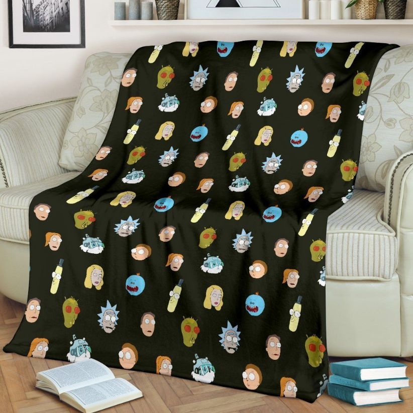 Rich And Morty Icons Cartoon Fleece Blanket Throw Blanket Rich And Morty Icons Cartoon Fleece Blanket Throw Blanket