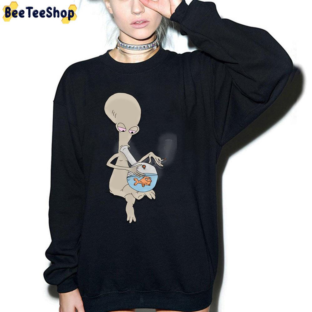 Roger Smokin' Up American Dad Trending Unisex T-Shirt Roger Smokin' Up American Dad Trending Unisex T-Shirt
