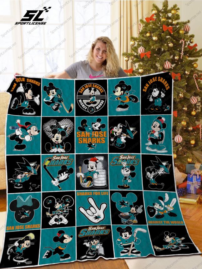 San Jose Sharks Mickey Mouse Quilt Blanket Great Customized Blanket Gifts For Birthday Christmas Thanksgiving San Jose Sharks Mickey Mouse Quilt Blanket Great Customized Blanket Gifts For Birthday Christmas Thanksgiving
