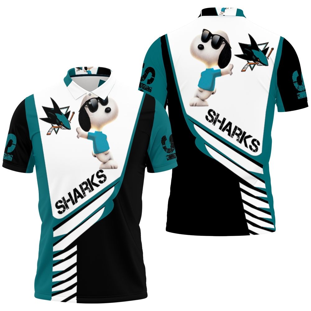 San Jose Sharks Snoopy For Fans 3D All Over Print Polo Shirt San Jose Sharks Snoopy For Fans 3D All Over Print Polo Shirt