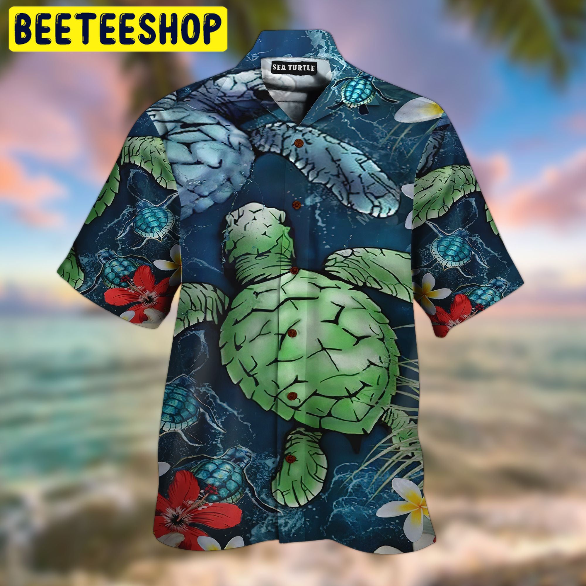 Sea Turtle Flower 3D All Over Printed Trending Hawaiian Shirt Sea Turtle Flower 3D All Over Printed Trending Hawaiian Shirt