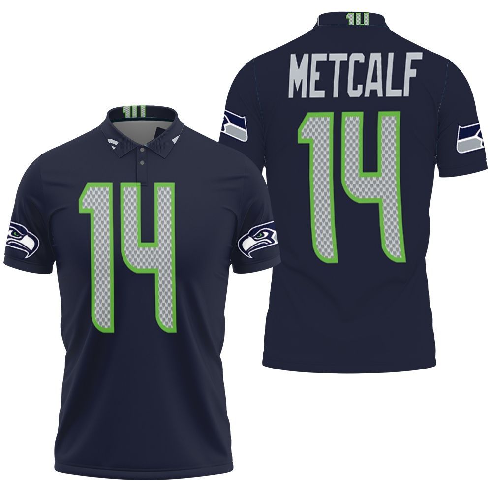 Seattle Seahawks D K Metcalf Limited Navy 100th Season Jersey Inspired Style 3D All Over Print Polo Shirt Seattle Seahawks D K Metcalf Limited Navy 100th Season Jersey Inspired Style 3D All Over Print Polo Shirt