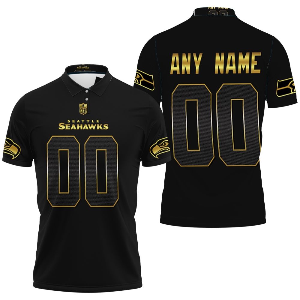 Seattle Seahawks Nfl American Football Team Black Golden Edition Polo Shirt Seattle Seahawks Nfl American Football Team Black Golden Edition Polo Shirt