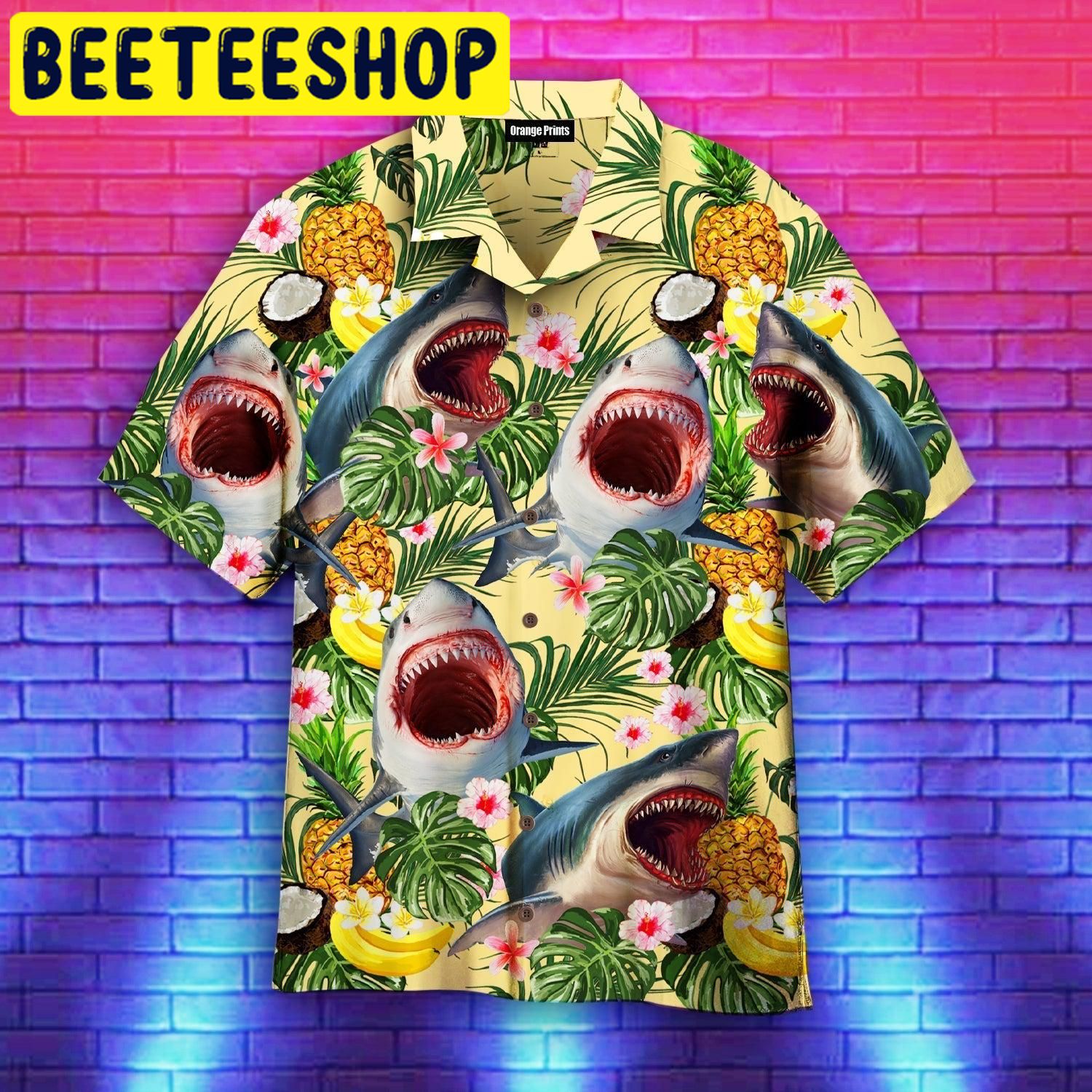 Shark Attack Pineapple Tropical Hawaiian Shirt Shark Attack Pineapple Tropical Hawaiian Shirt