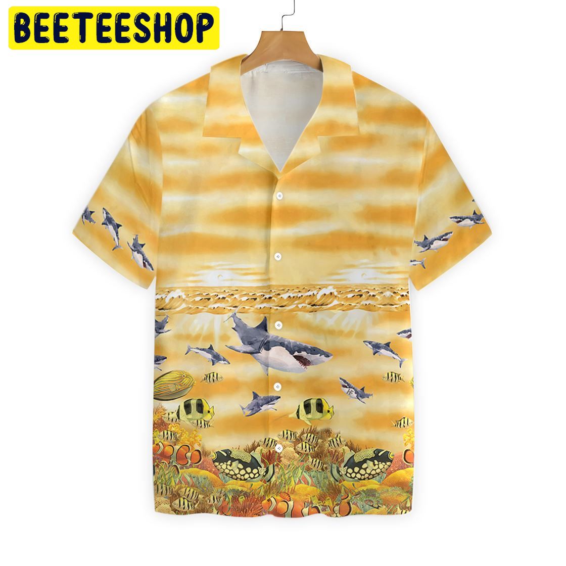 Shark Beach Trending Hawaiian Shirt Shark Beach Trending Hawaiian Shirt
