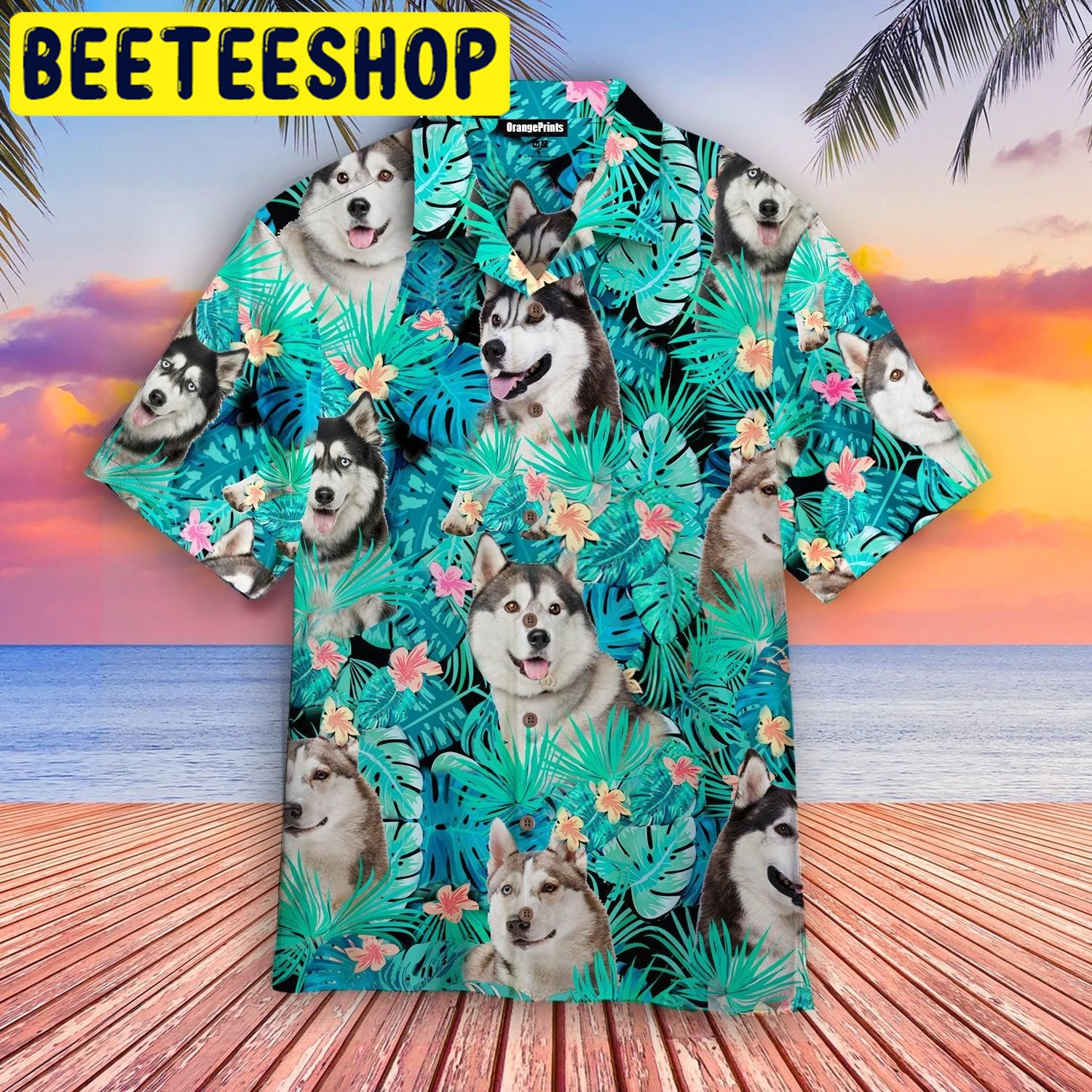 Siberian Husky Tropical Hawaiian Shirt Siberian Husky Tropical Hawaiian Shirt