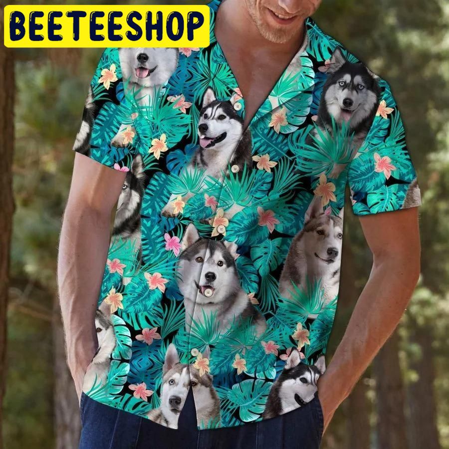Siberian Husky Tropical Hawaiian Shirt Siberian Husky Tropical Hawaiian Shirt