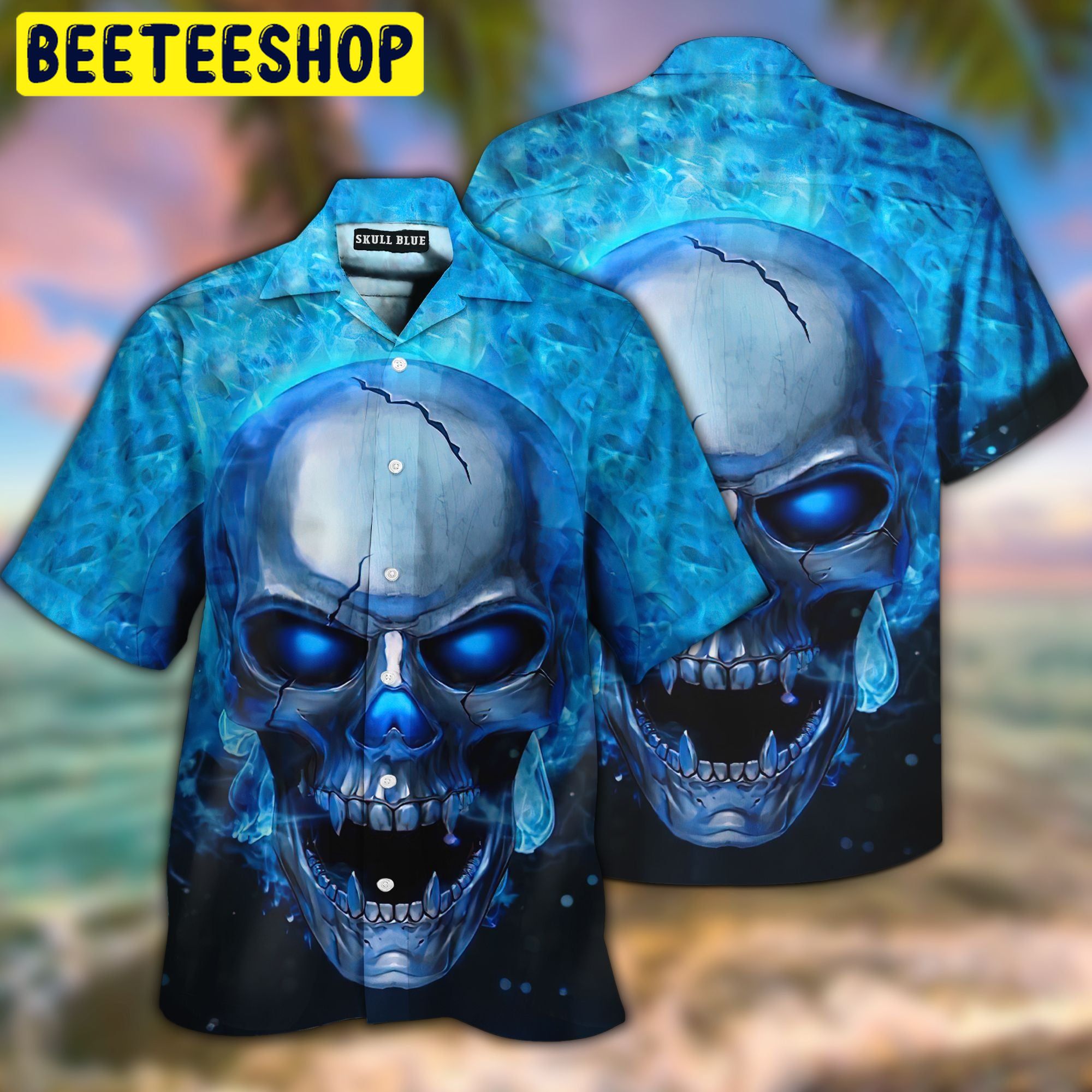 Skull Blue 3D All Over Printed Trending Hawaiian Shirt Skull Blue 3D All Over Printed Trending Hawaiian Shirt