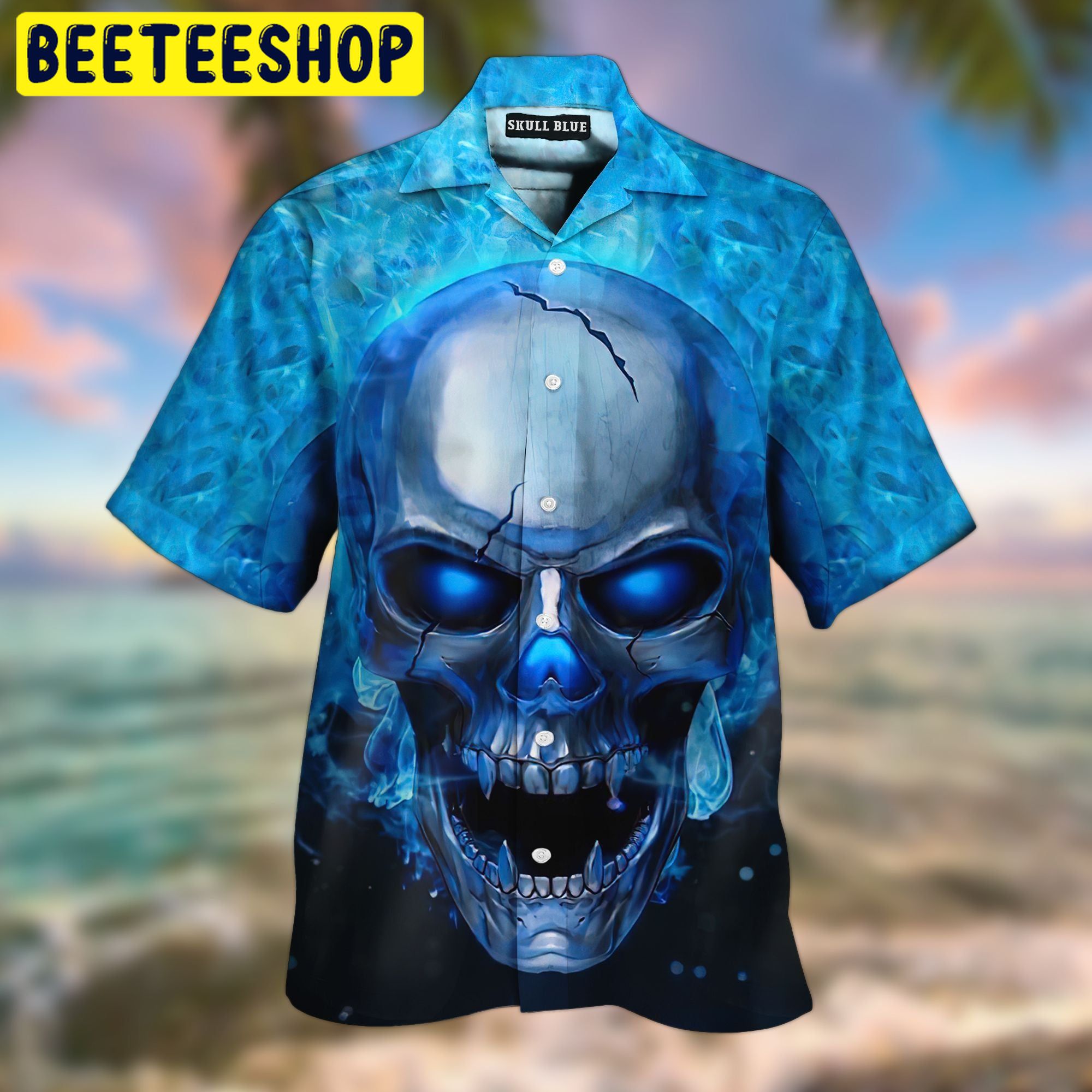 Skull Blue 3D All Over Printed Trending Hawaiian Shirt Skull Blue 3D All Over Printed Trending Hawaiian Shirt