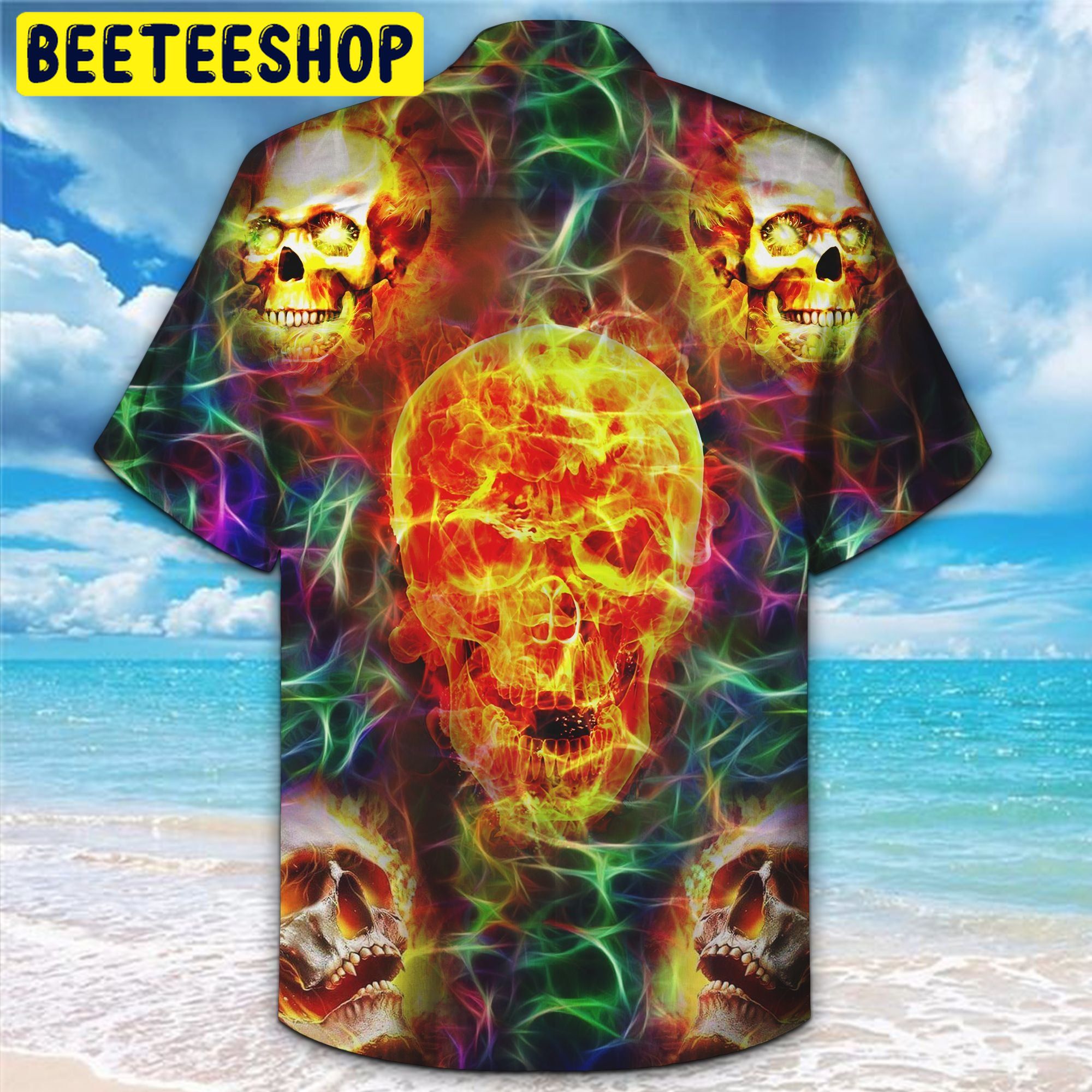 Skull Flaming 3D All Over Printed Trending Hawaiian Shirt Skull Flaming 3D All Over Printed Trending Hawaiian Shirt