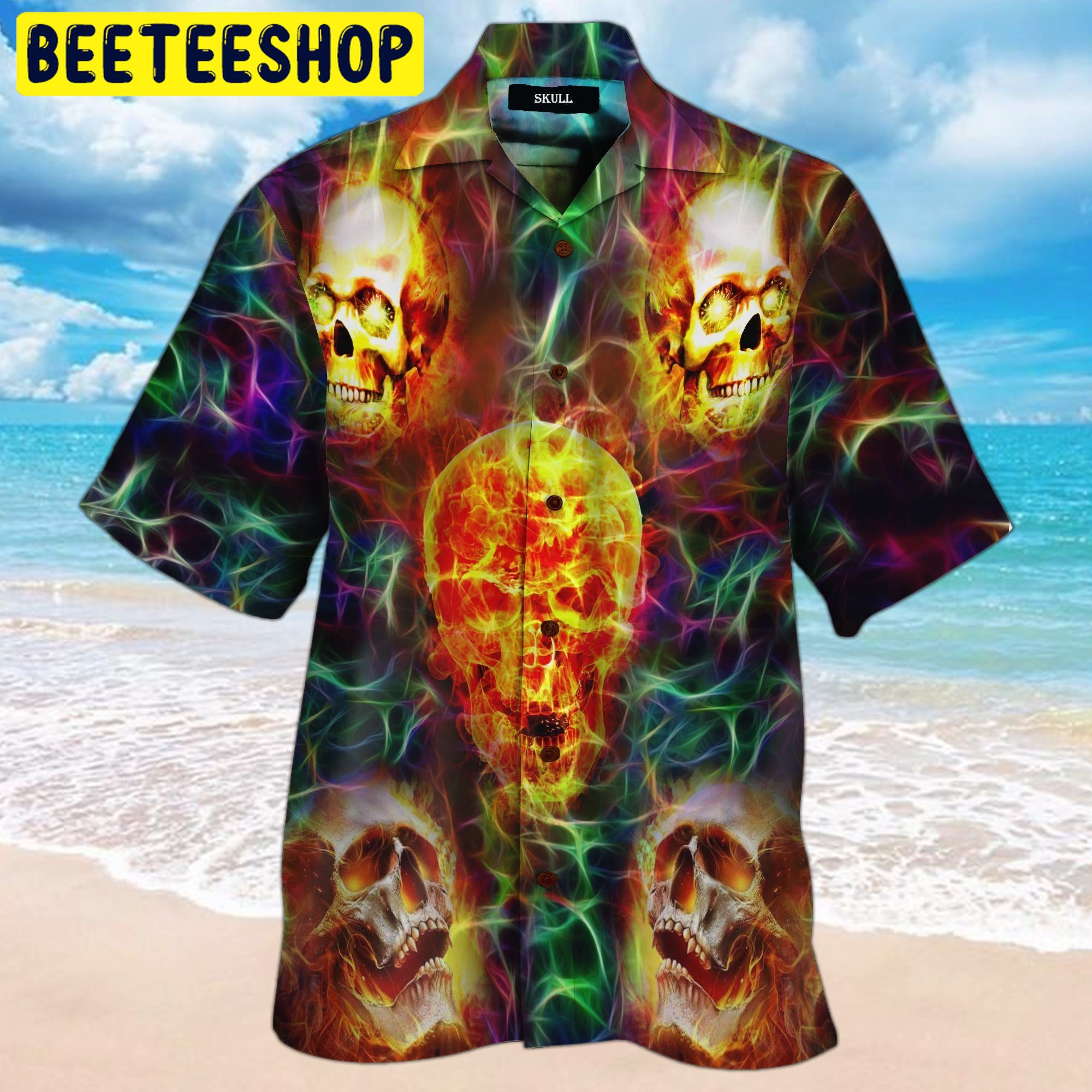 Skull Flaming 3D All Over Printed Trending Hawaiian Shirt Skull Flaming 3D All Over Printed Trending Hawaiian Shirt